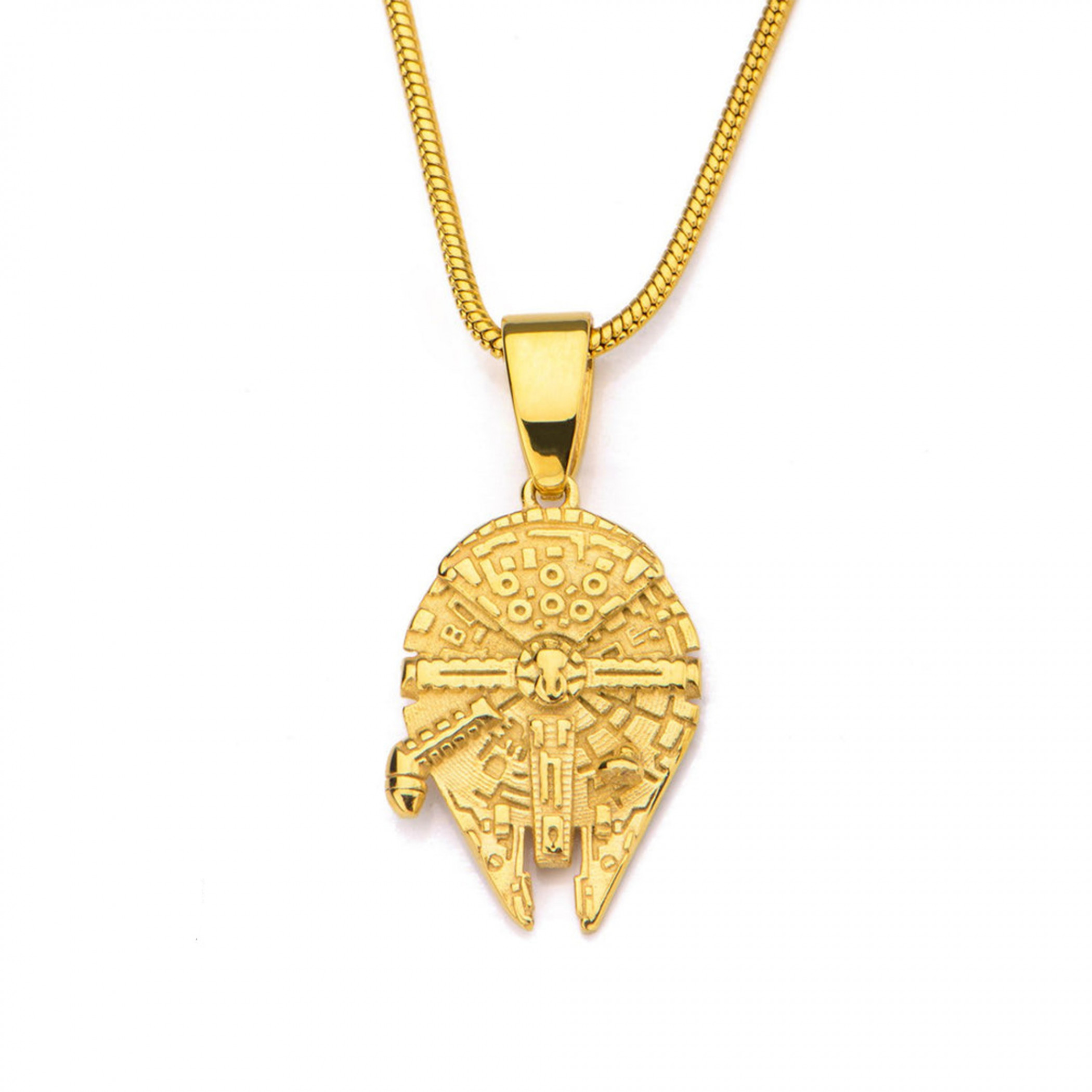 Star Wars Millennium Falcon Golden Pendant Necklace, Gold