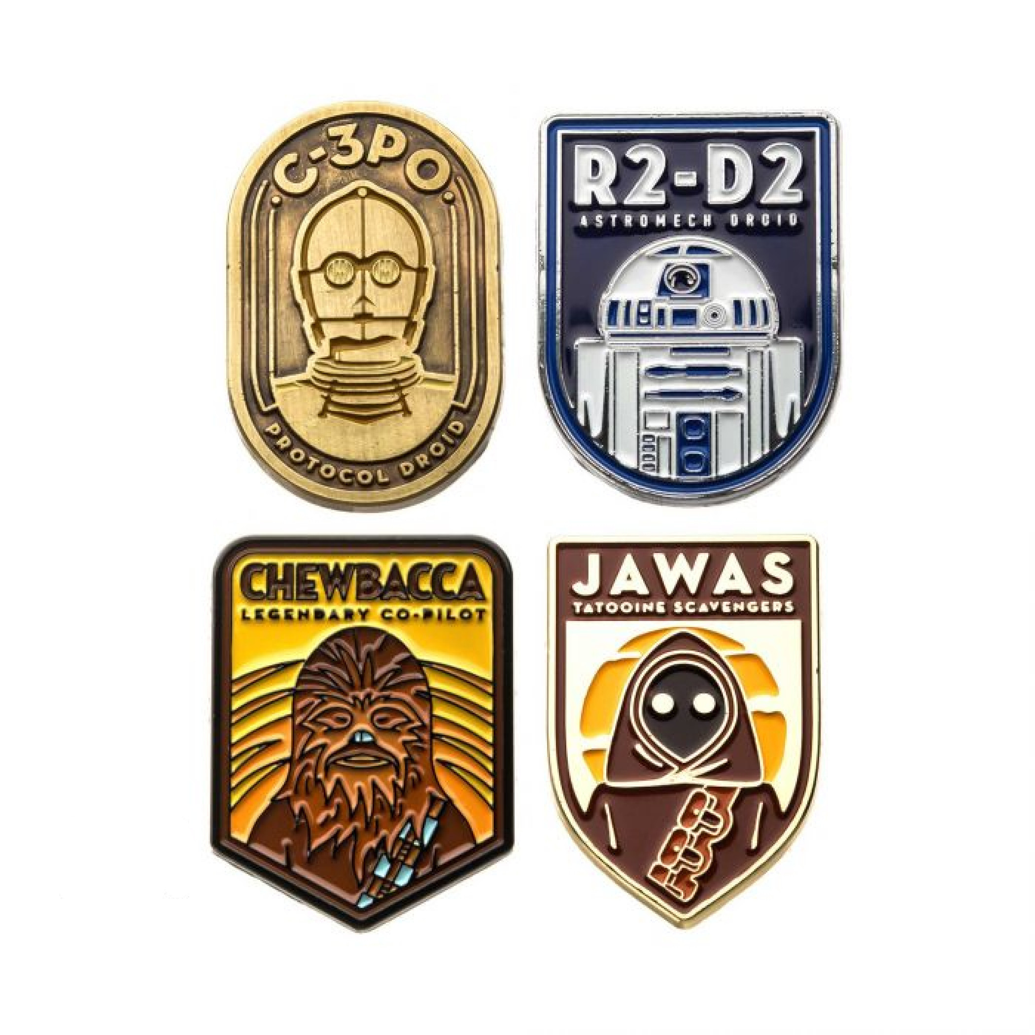 Star Wars R2-D2  C-3PO  Chewbacca  and Jawas Lapel Pin Set, Multi-Color