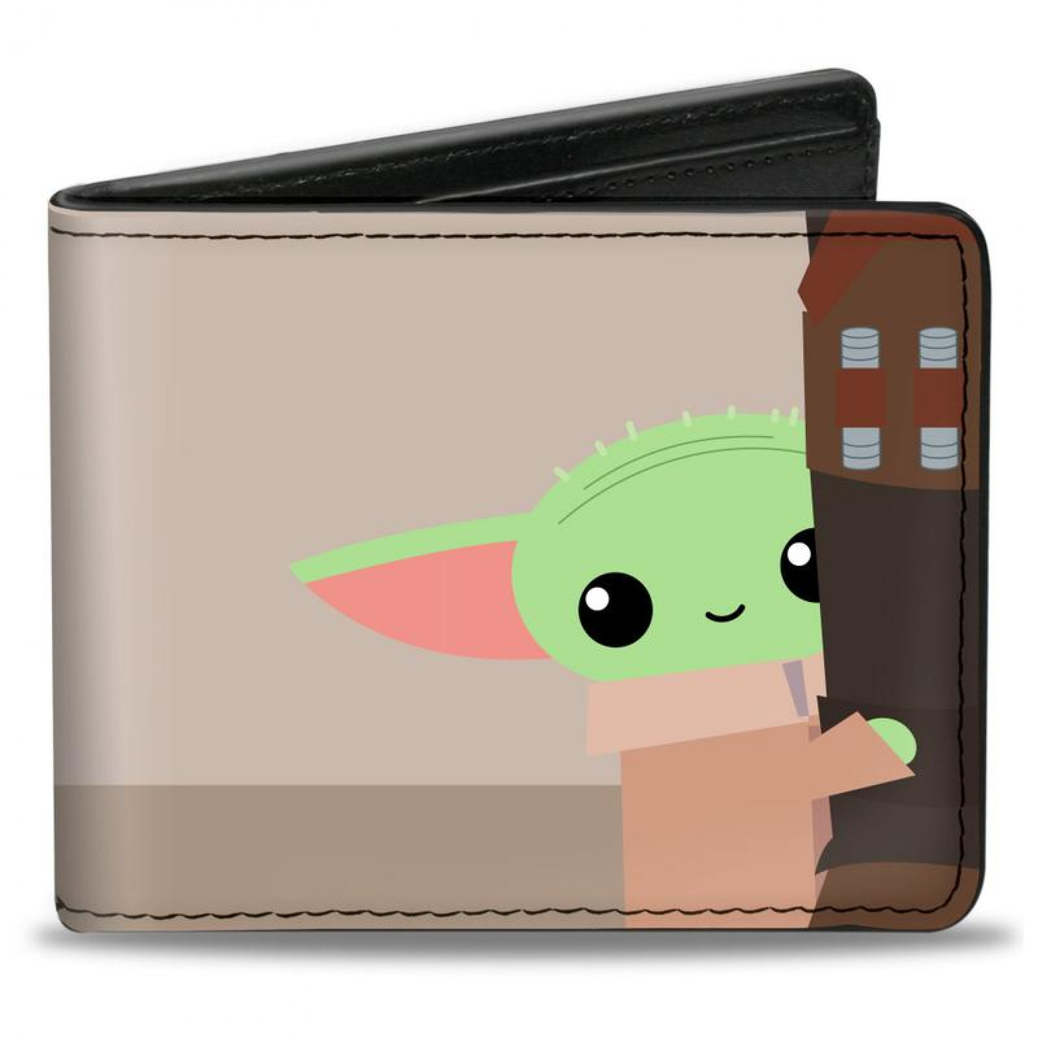Star Wars The Mandalorian The Child Grogu Hiding Vegan Leather Wallet, Multi-Color