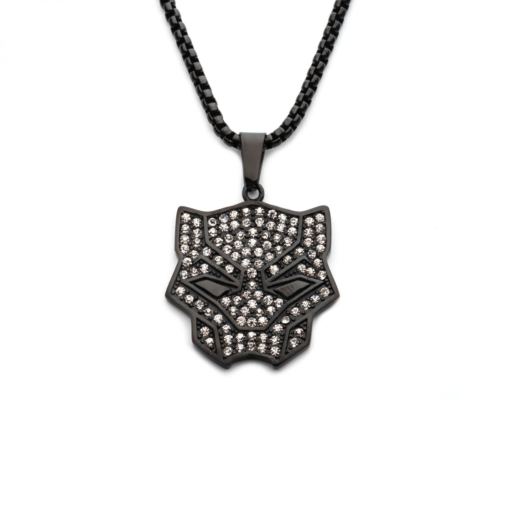 Black Panther Mask Logo Pendant Necklace, Silver