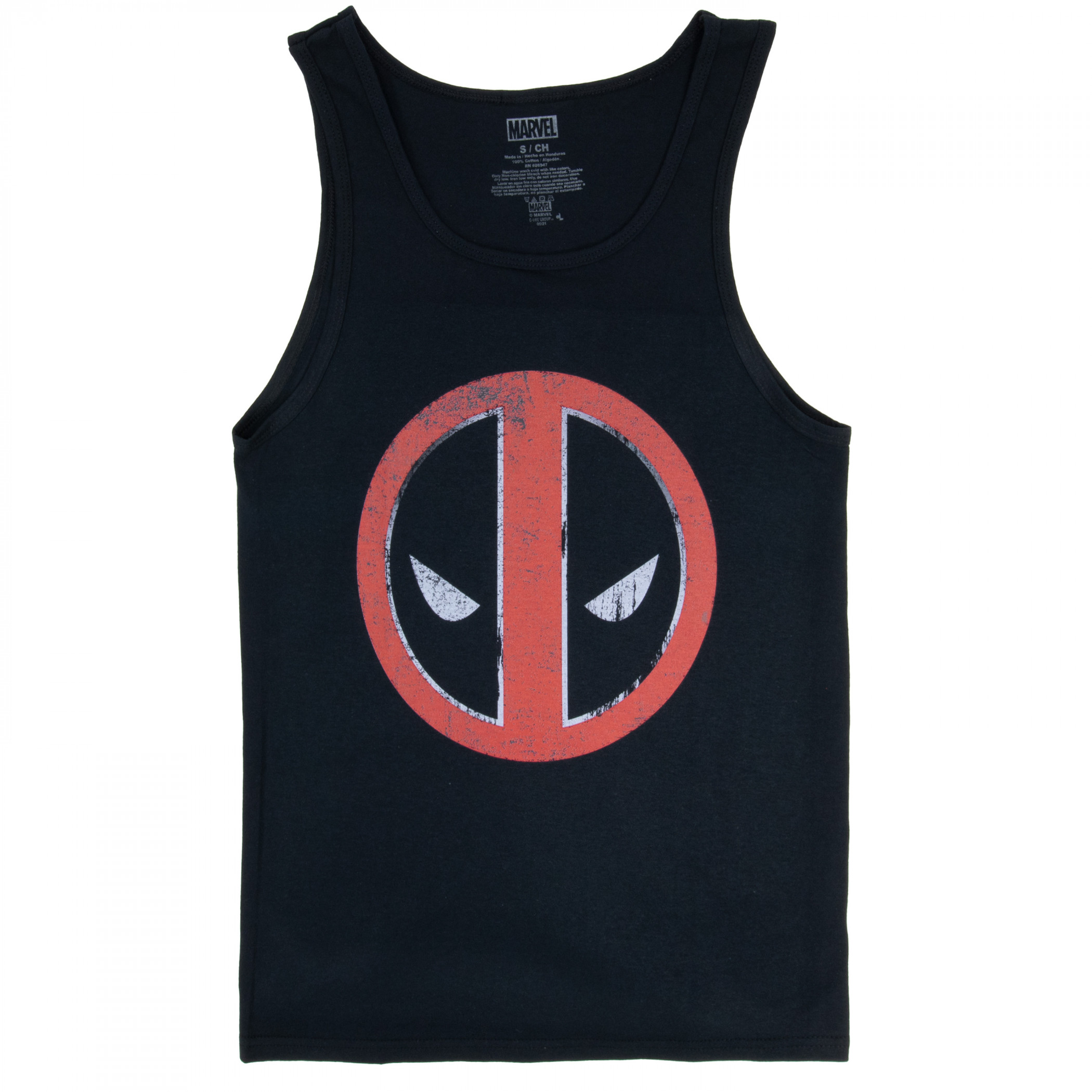 Deadpool Distressed Symbol Tank Top, Grey
