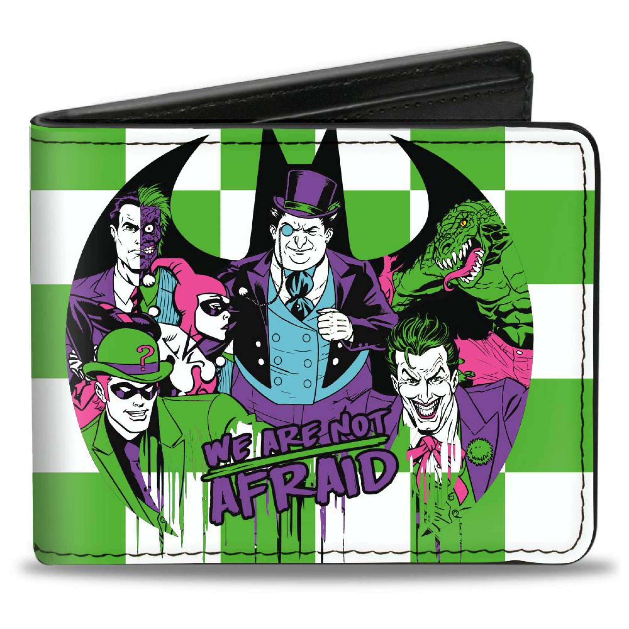 DC Comics Villains Batman's Rogue Gallery Group Collage Bi-Fold Wallet, Black