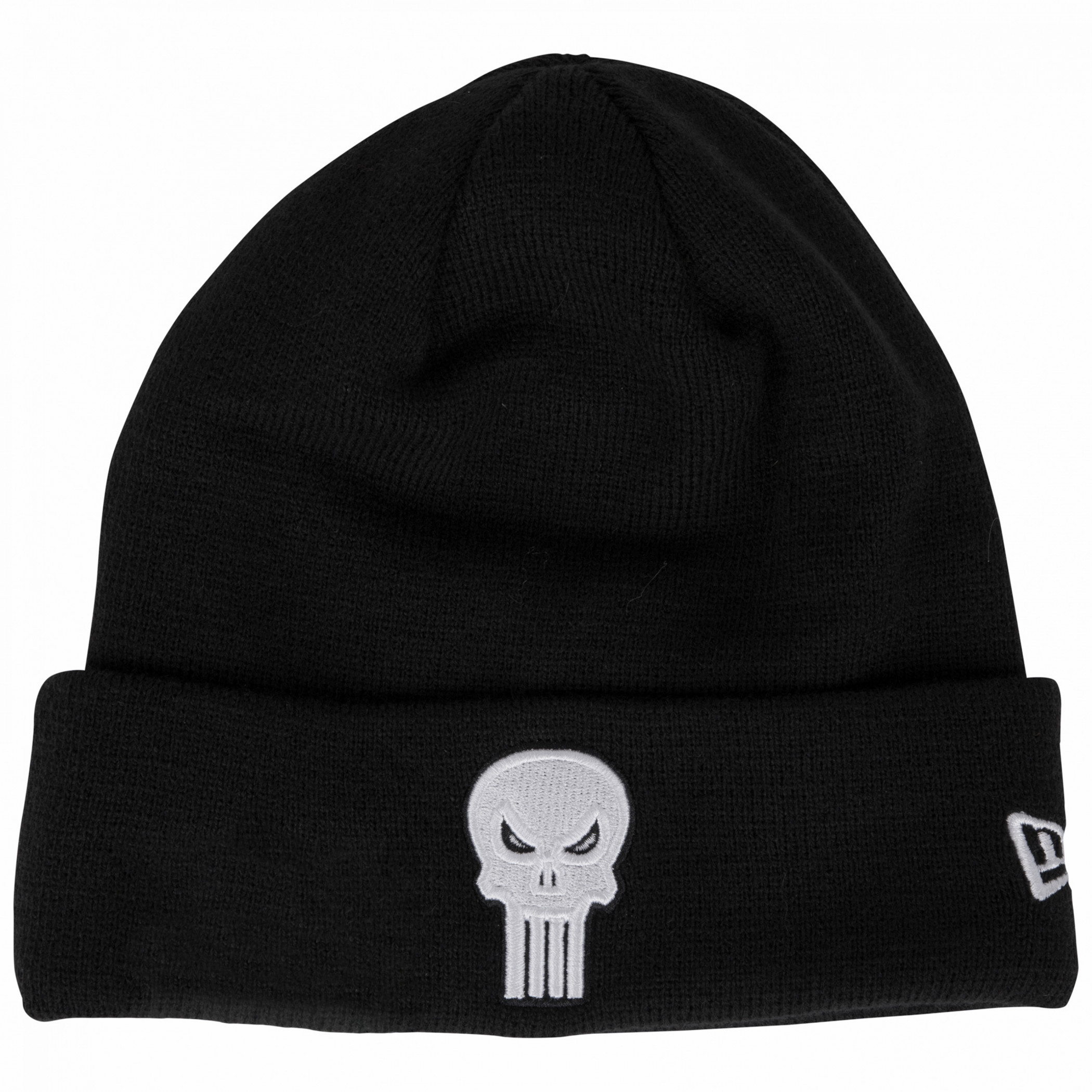 Punisher Logo New Era Cuffed Knit Beanie, Black