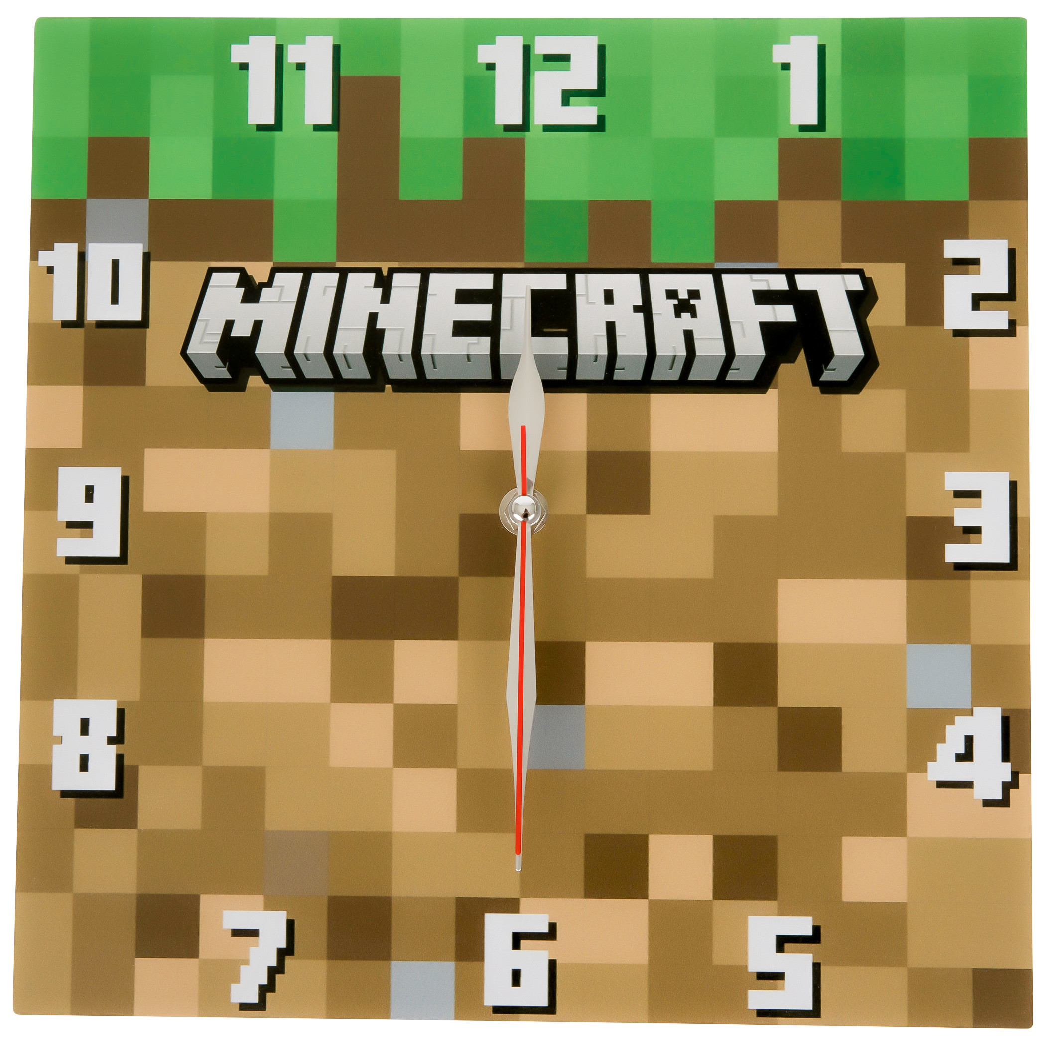 Minecraft Grass Block Square Wall Clock, Multi-Color