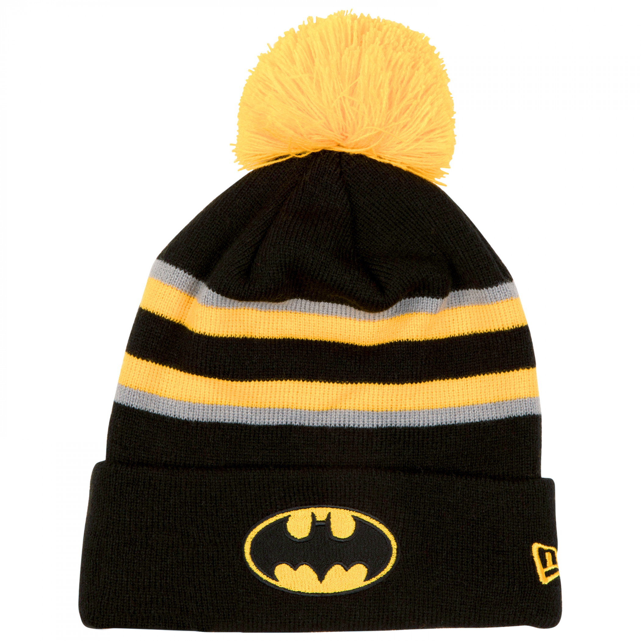 Batman Classic Logo New Era Knit Pom Beanie, Black