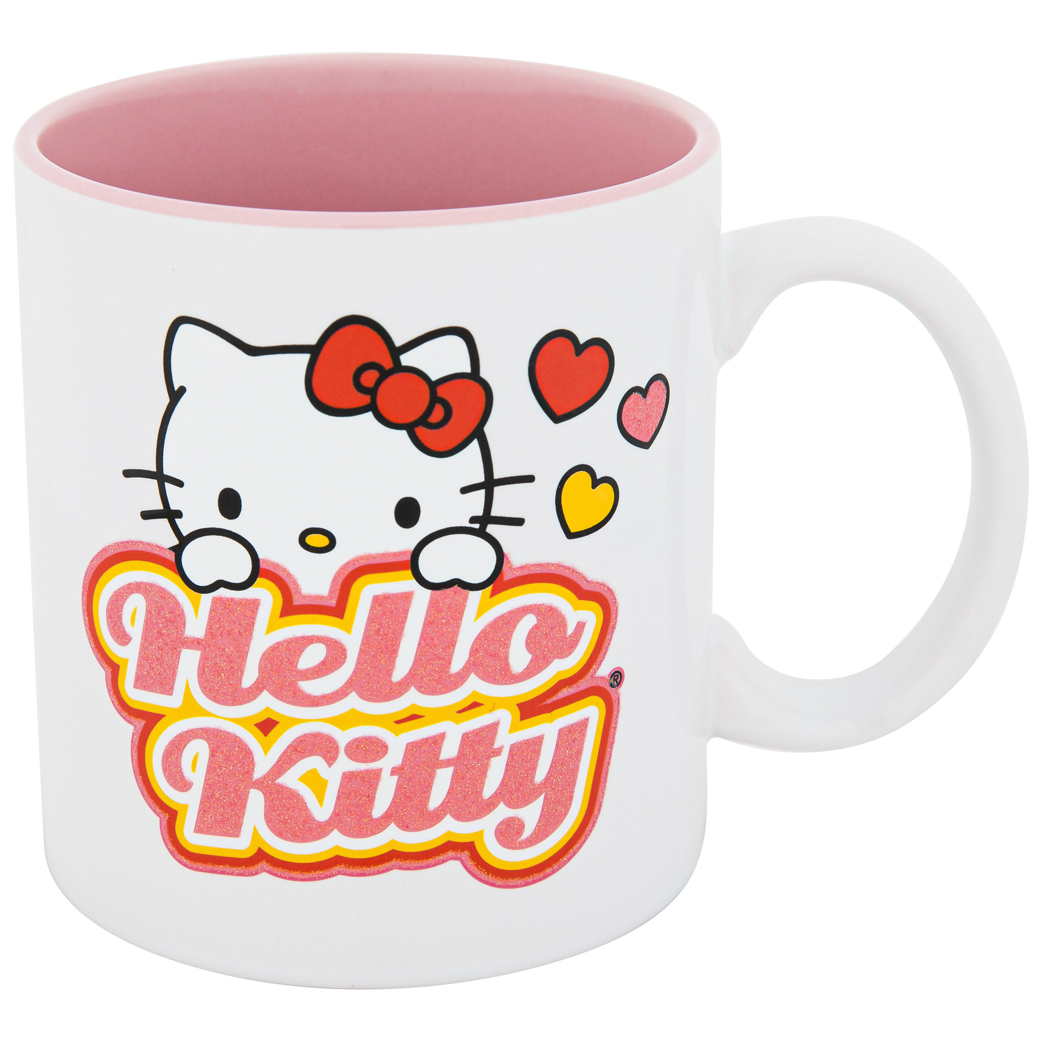 Hello Kitty Glitter Hearts 20oz Ceramic Mug, White