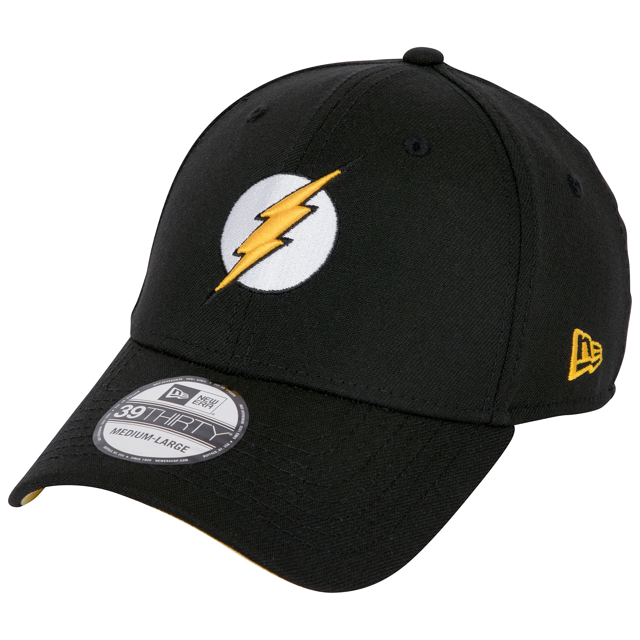 The Flash Logo DC Comics Black Colorway New Era 39Thirty Fitted Hat Black - Picture 7 of 24