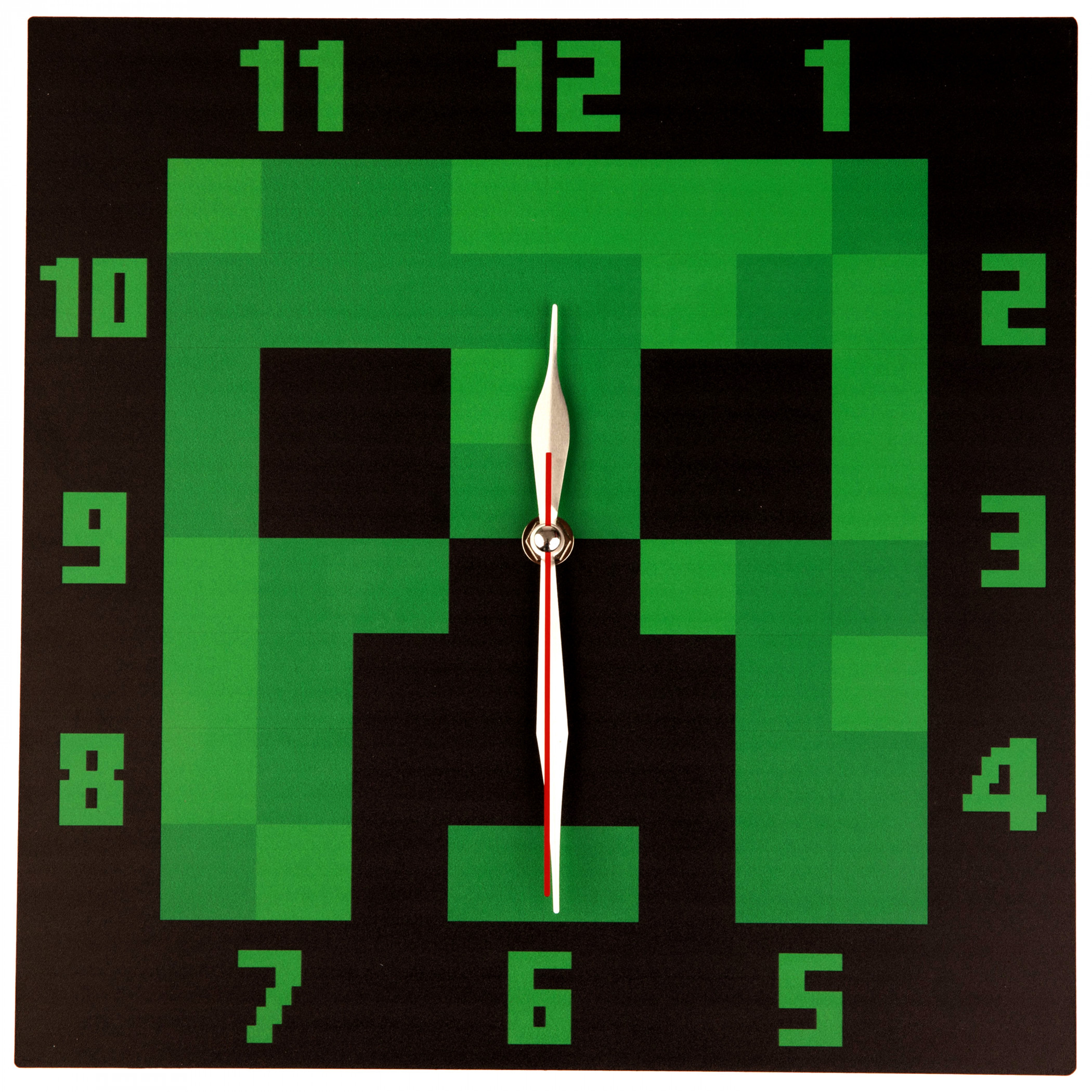 Minecraft Creeper Character Face Wall Clock, Black