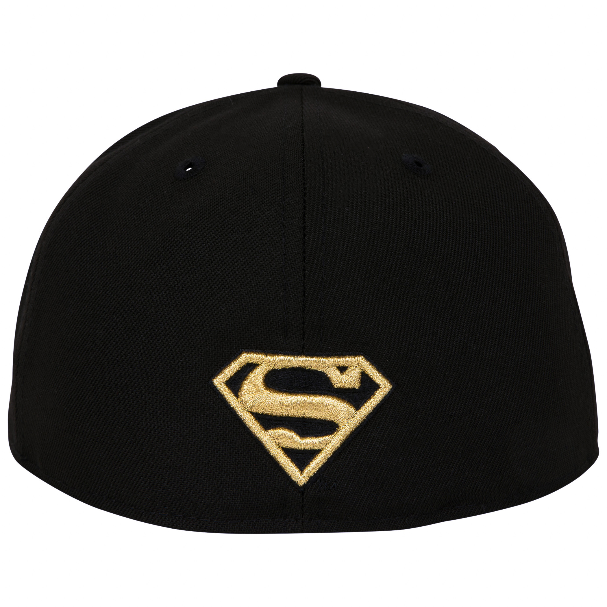 Superman Gold Logo Black Colorway New Era 59Fifty Fitted Hat Black - Picture 11 of 60