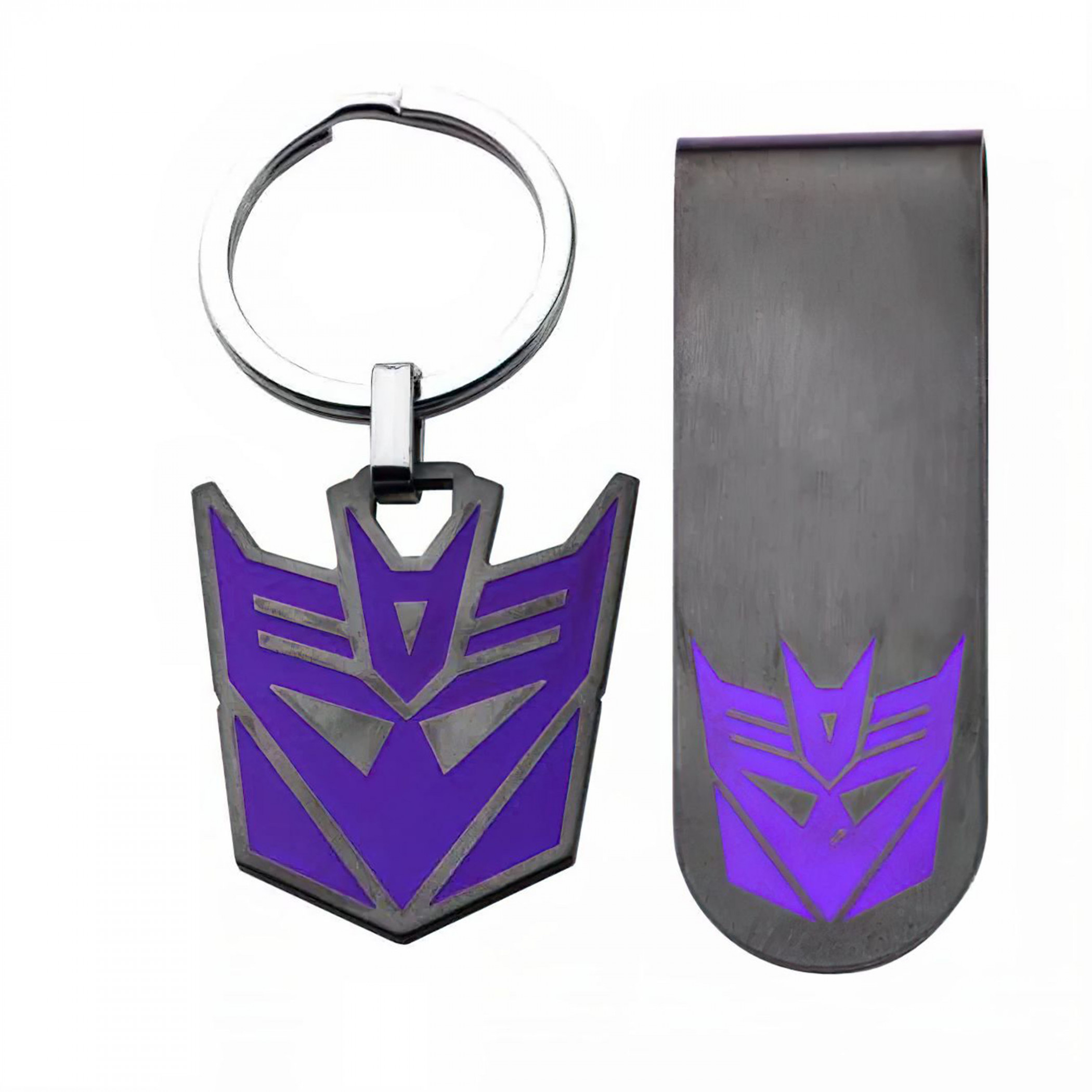 Transformers Decepticon Money Clip and Keychain Set, Purple