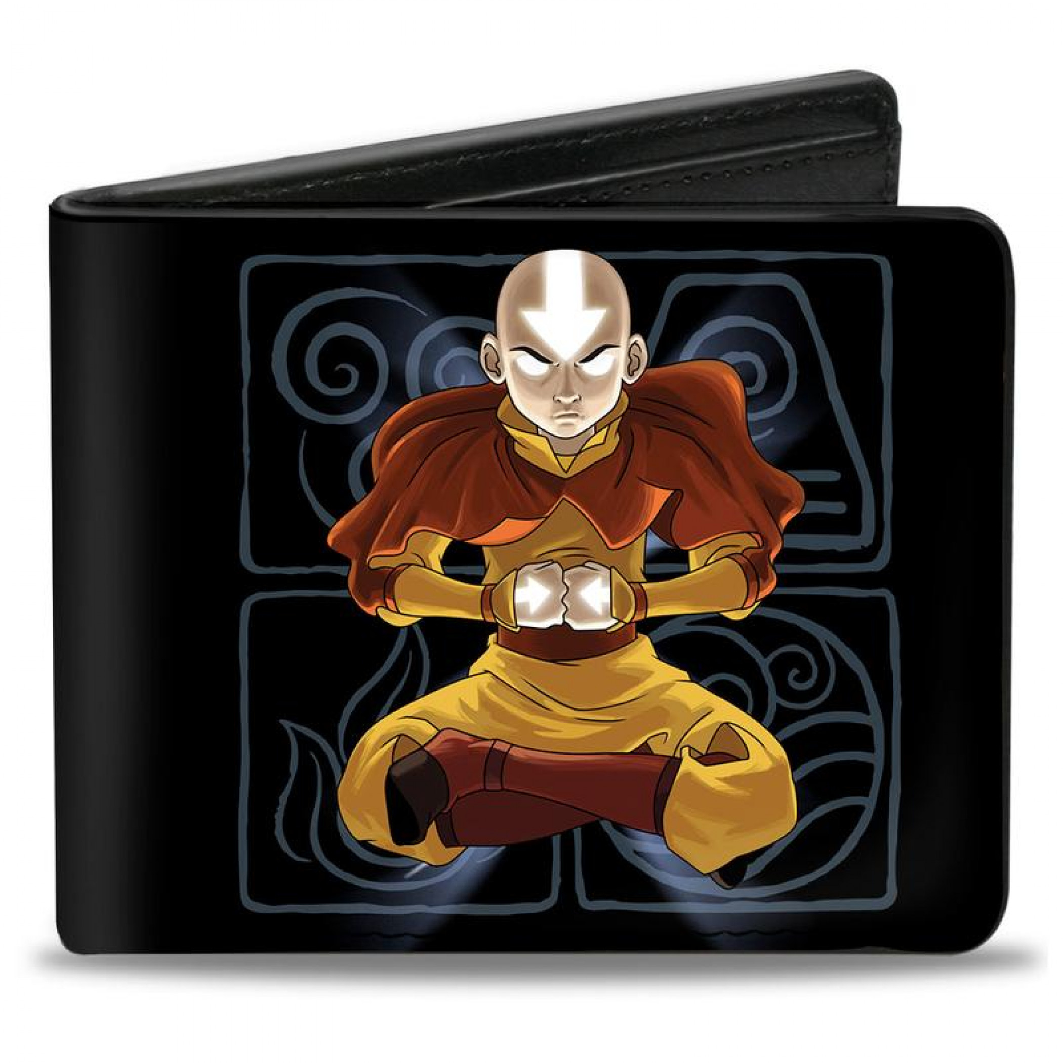 Avatar The Last Airbender Aang Meditating Pose Bi-Fold Wallet, Black