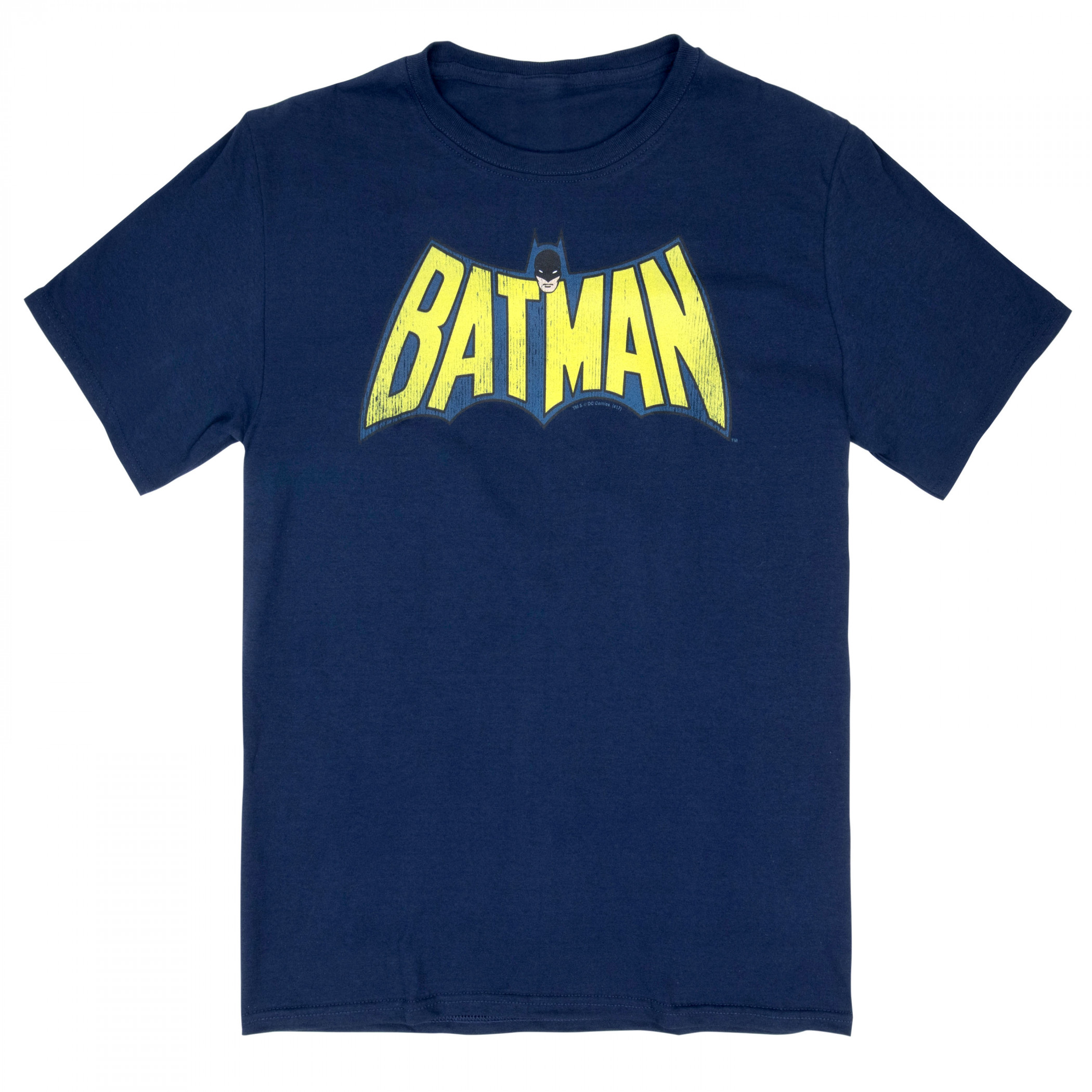 Batman Distressed Logo Navy T-Shirt, Blue