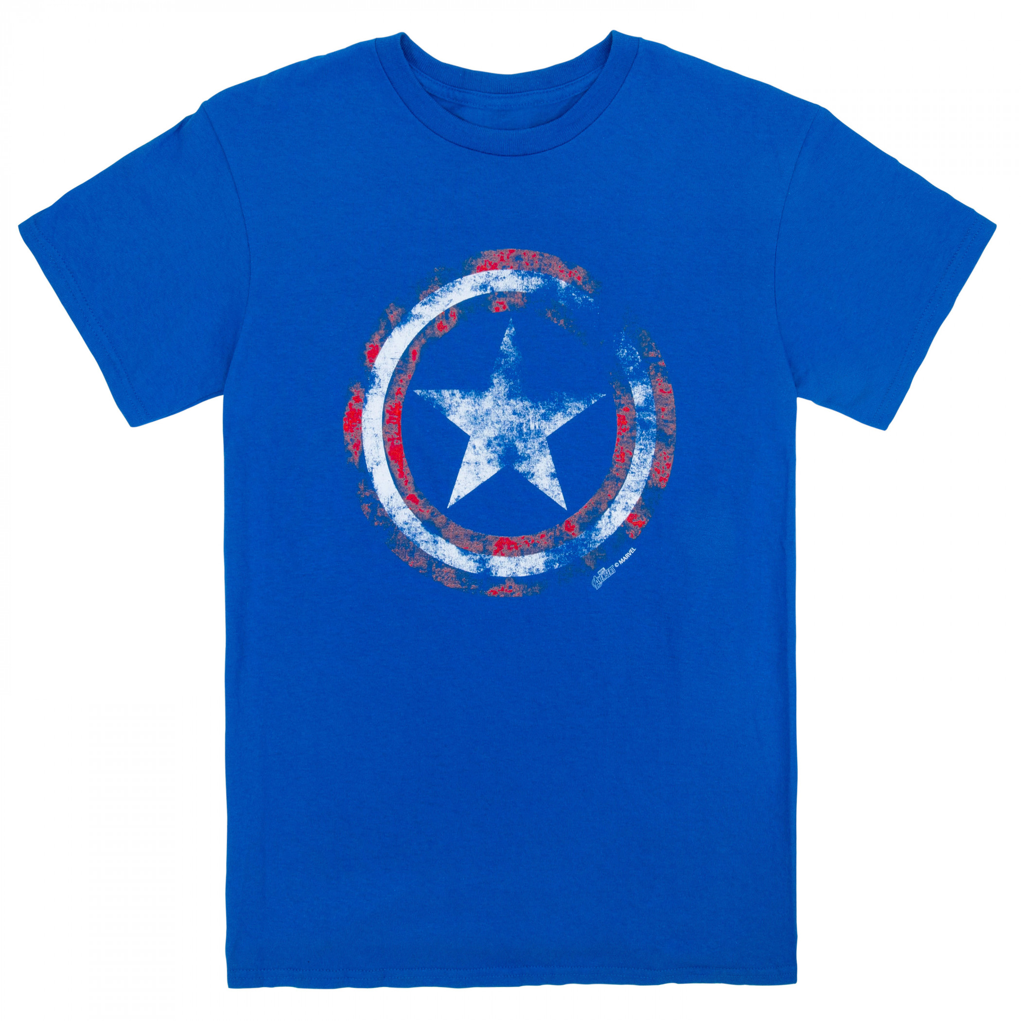 Captain America Distressed Shield Royal Blue T-Shirt, Blue