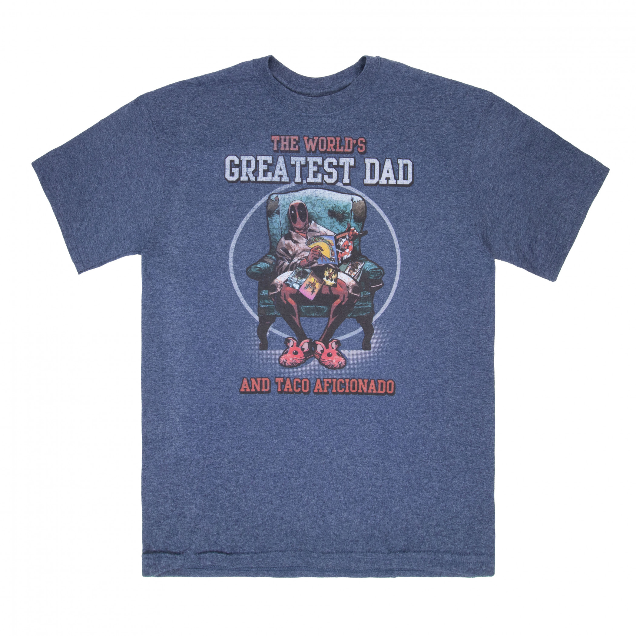 Deadpool World's Greatest Dad Men's T-Shirt, Blue