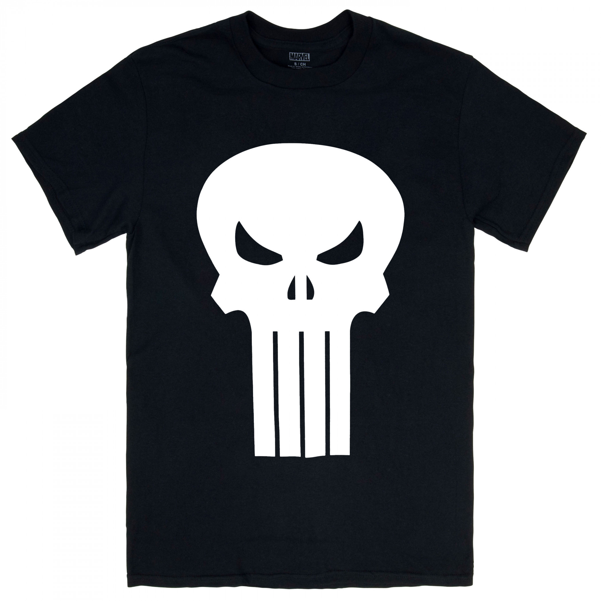 Punisher White Skull T-Shirt, Black