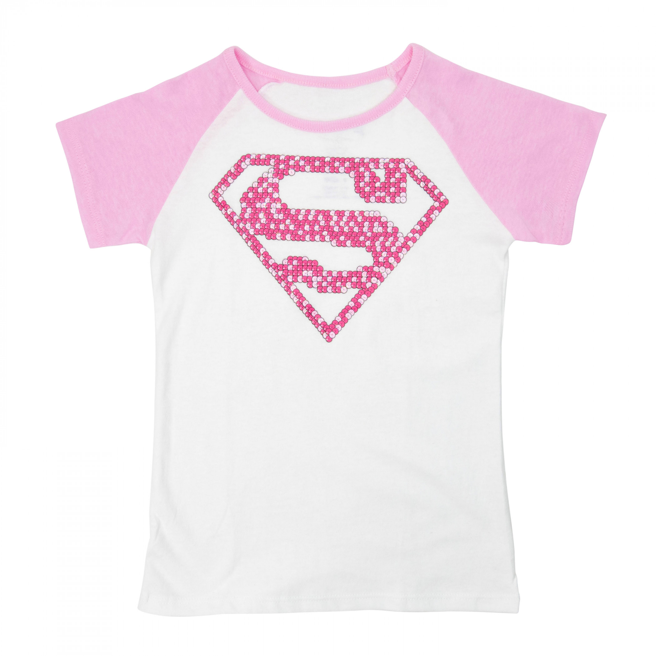 Supergirl Toddler Girls Pink Pattern Symbol T-Shirt, White