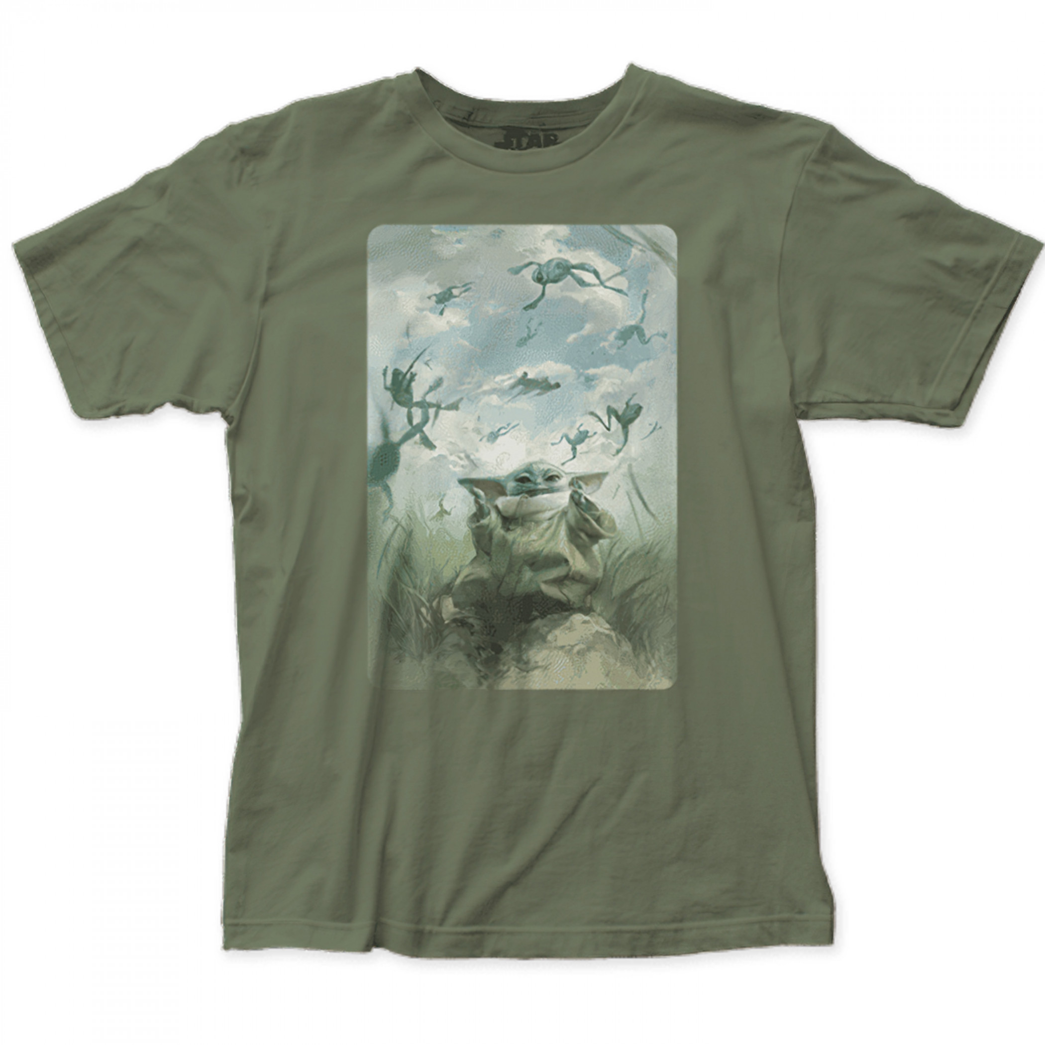Star Wars The Mandalorian Grogu Playing with Food T-Shirt, Green