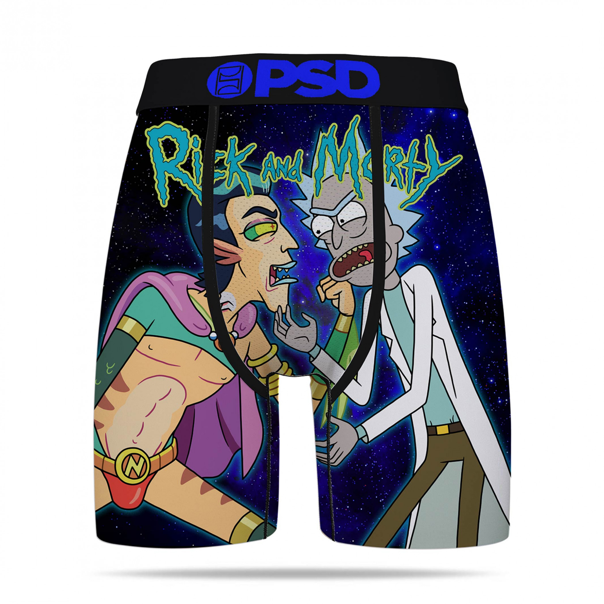 Rick and Morty Rick Sanchez vs Mr. Nimbus PSD Boxer Briefs, Black