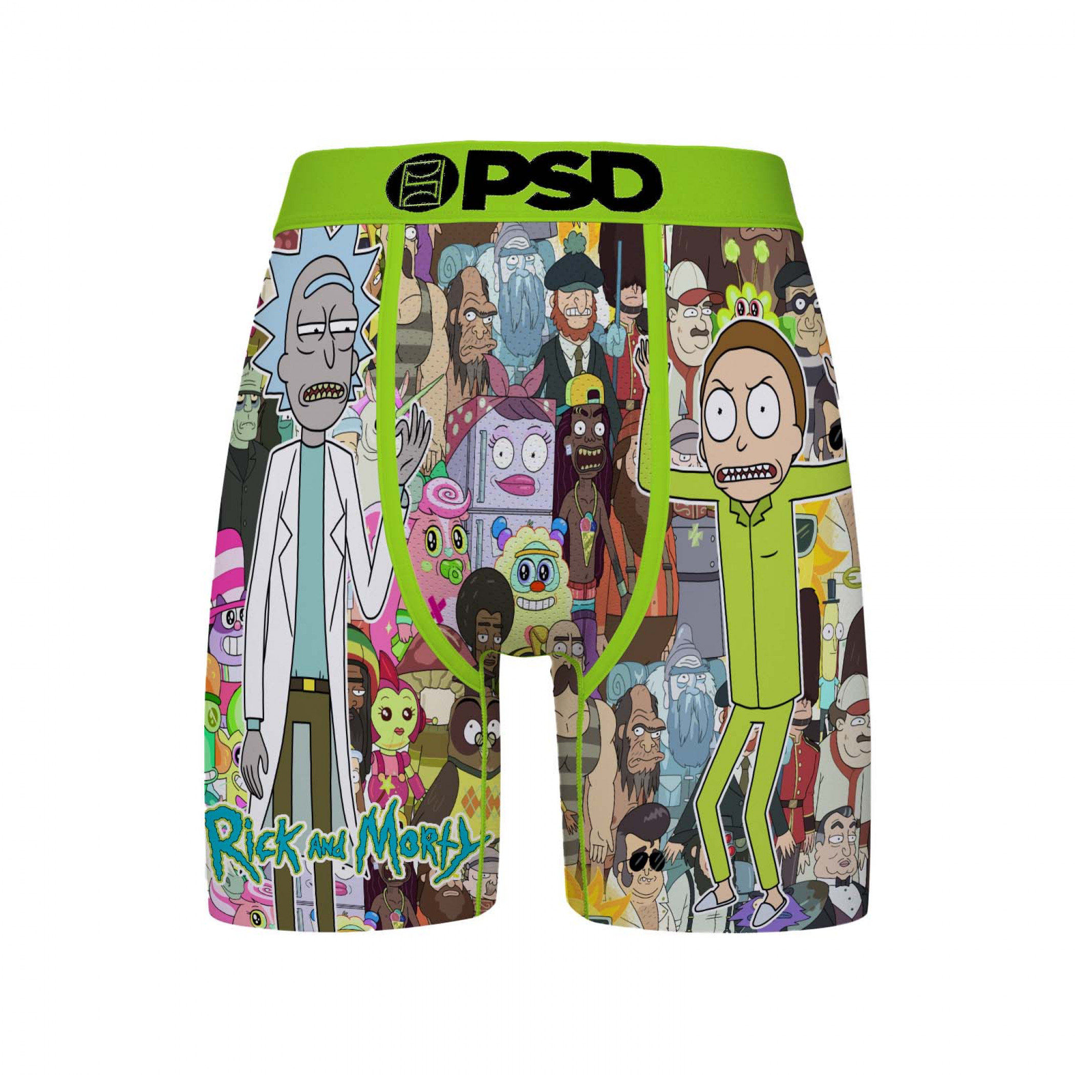 Rick and Morty Parasite Collage PSD Boxer Briefs, Green