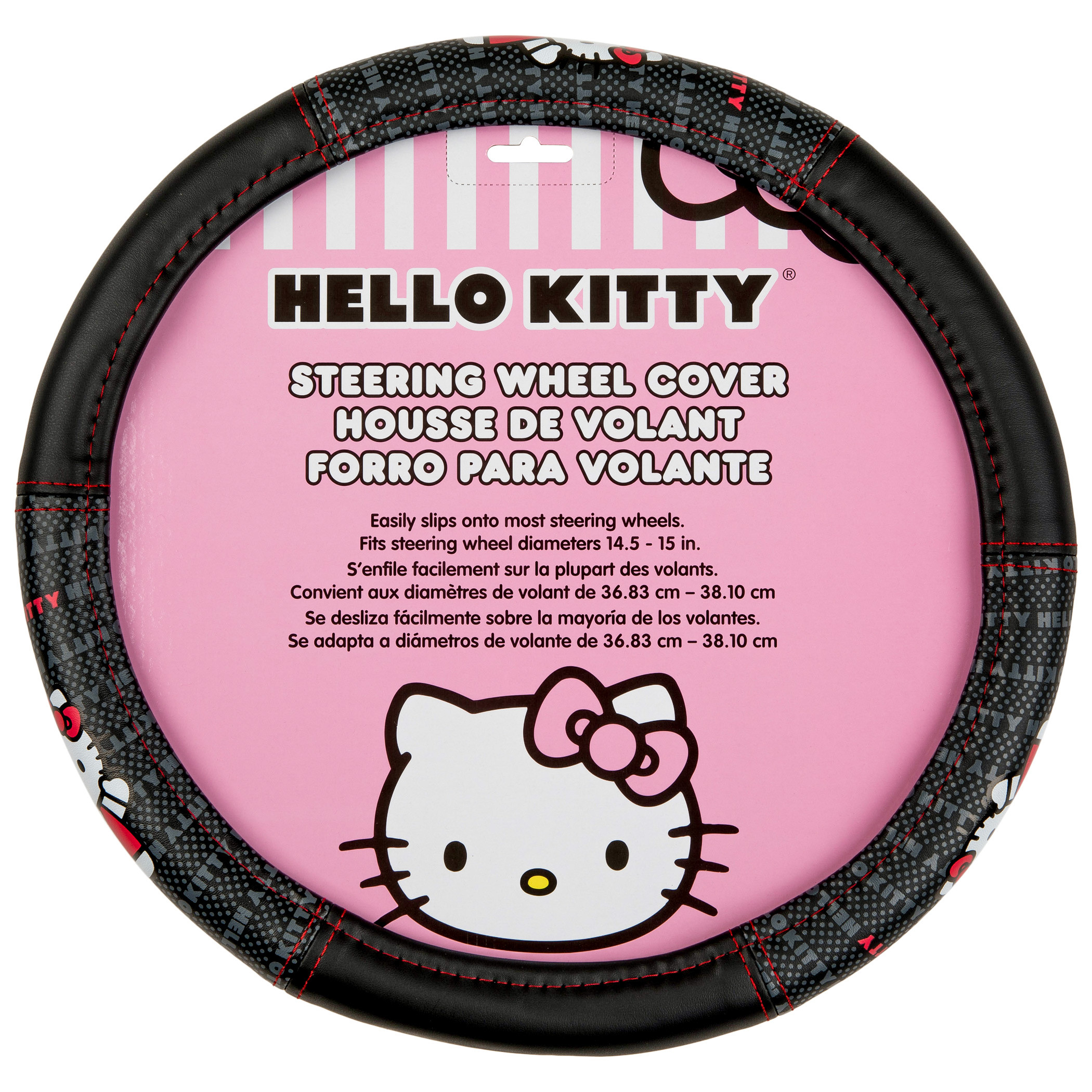 Hello Kitty Character Print Steering Wheel Cover, Black