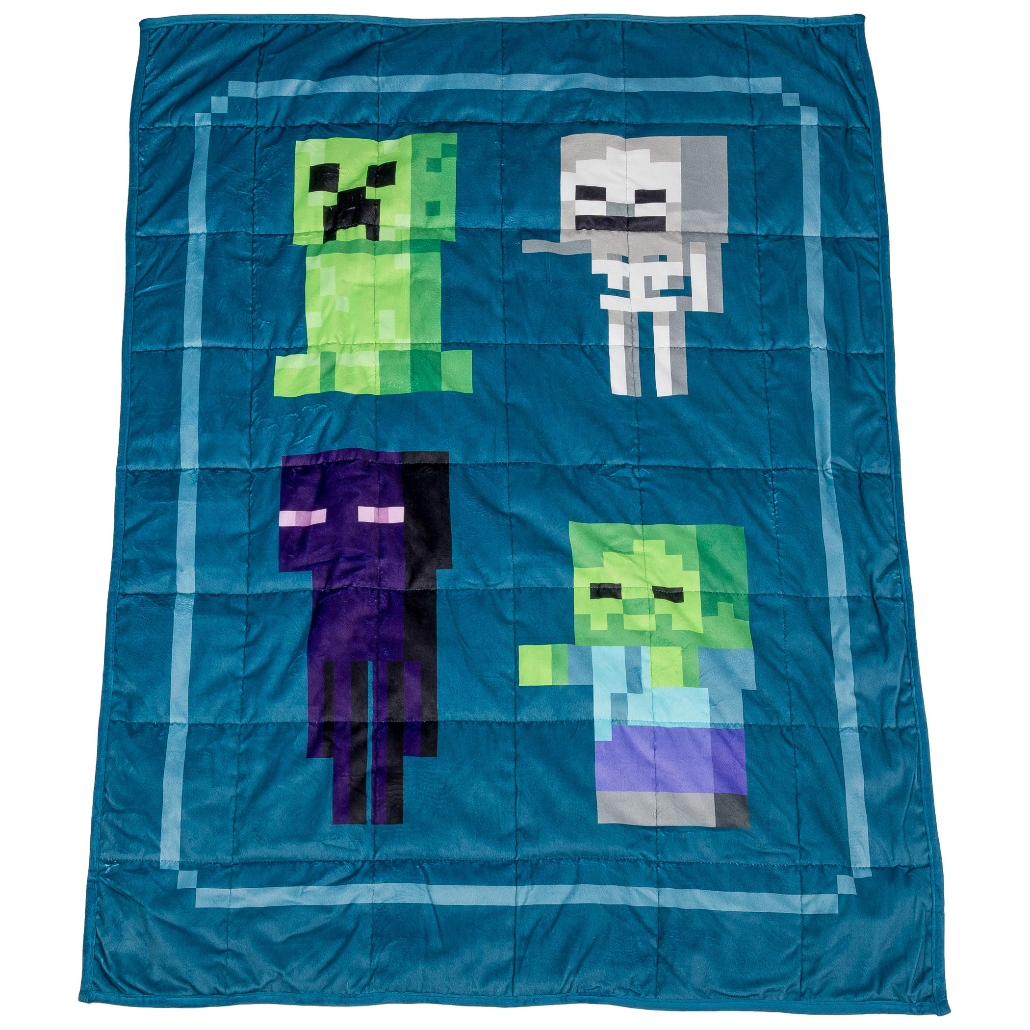 Minecraft Mob Chart Weighted Blanket, Blue