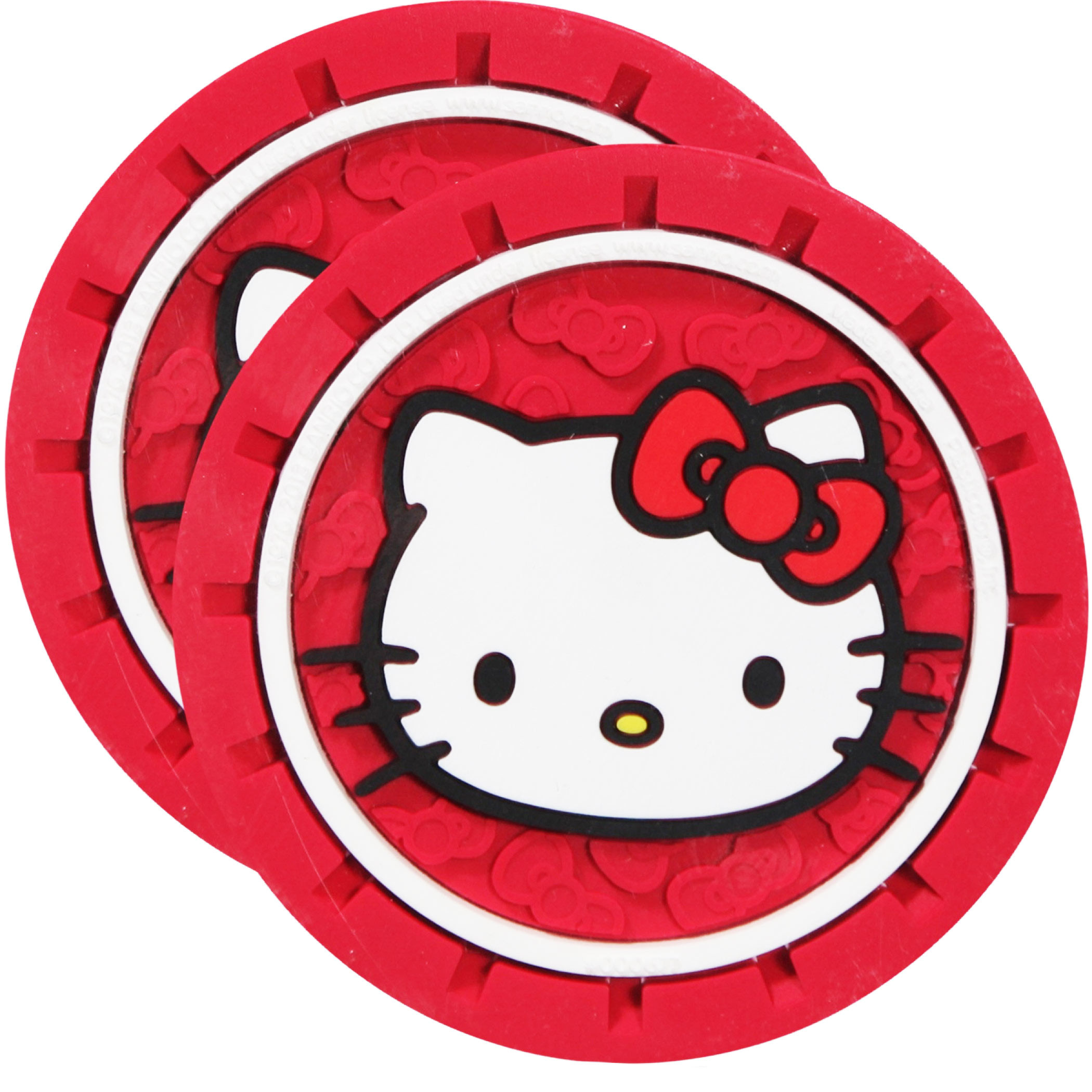 Hello Kitty Face Car Cup Holder Coaster 2-Pack, Red