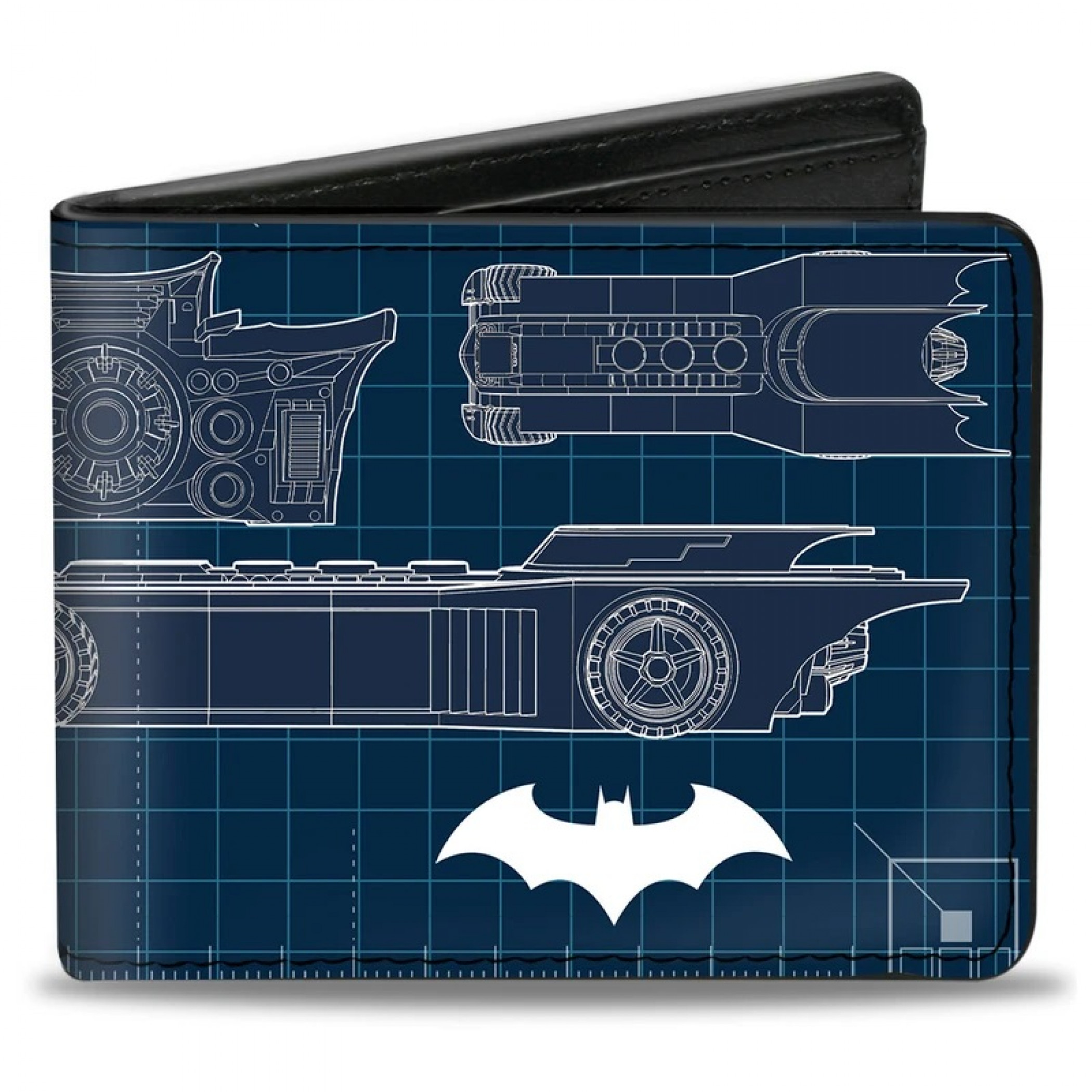 Batman Batmobile Blueprints Bi-Fold Wallet, Blue