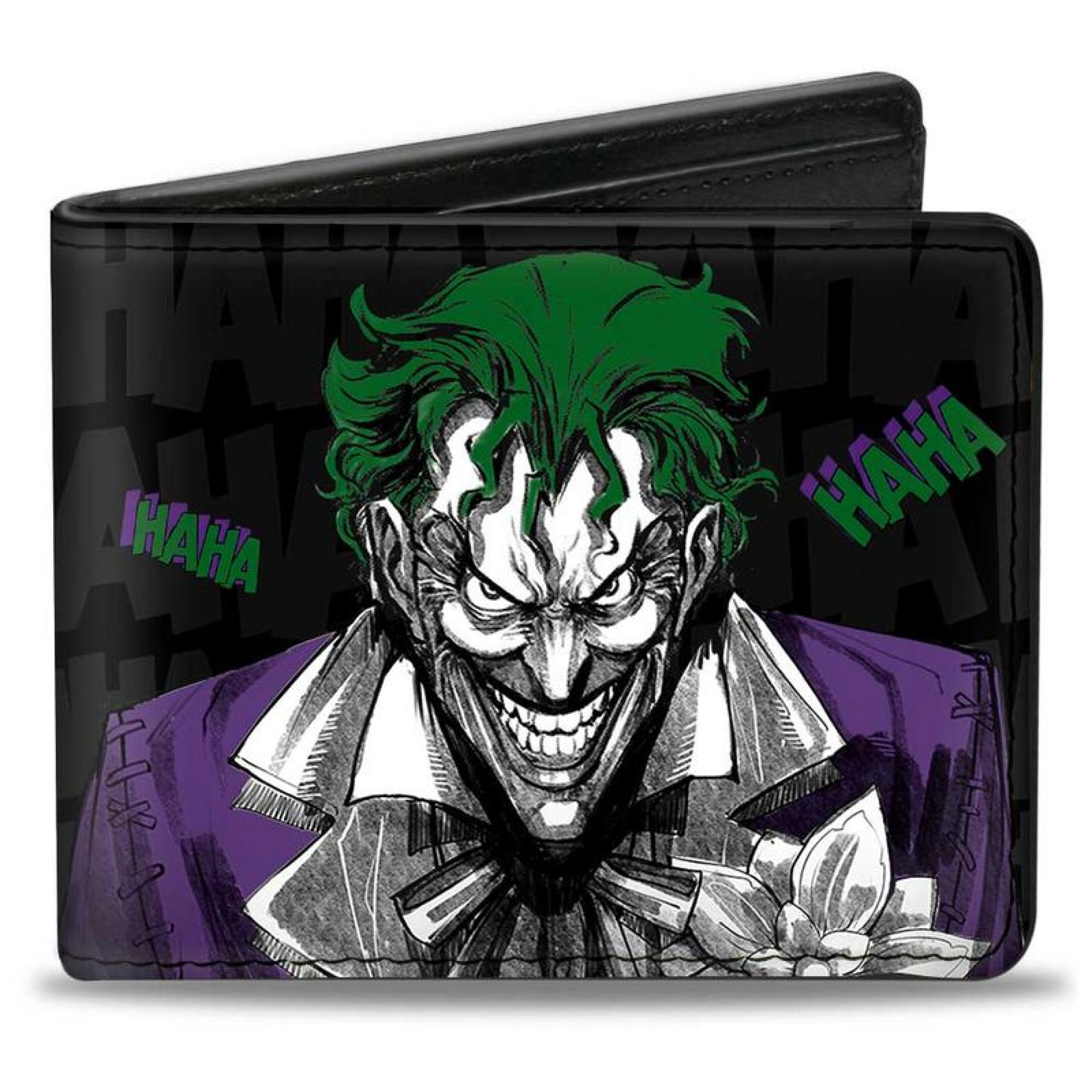 Joker Smiling and Laughing Poses HAHA HAHA Bi-Fold Wallet, Black