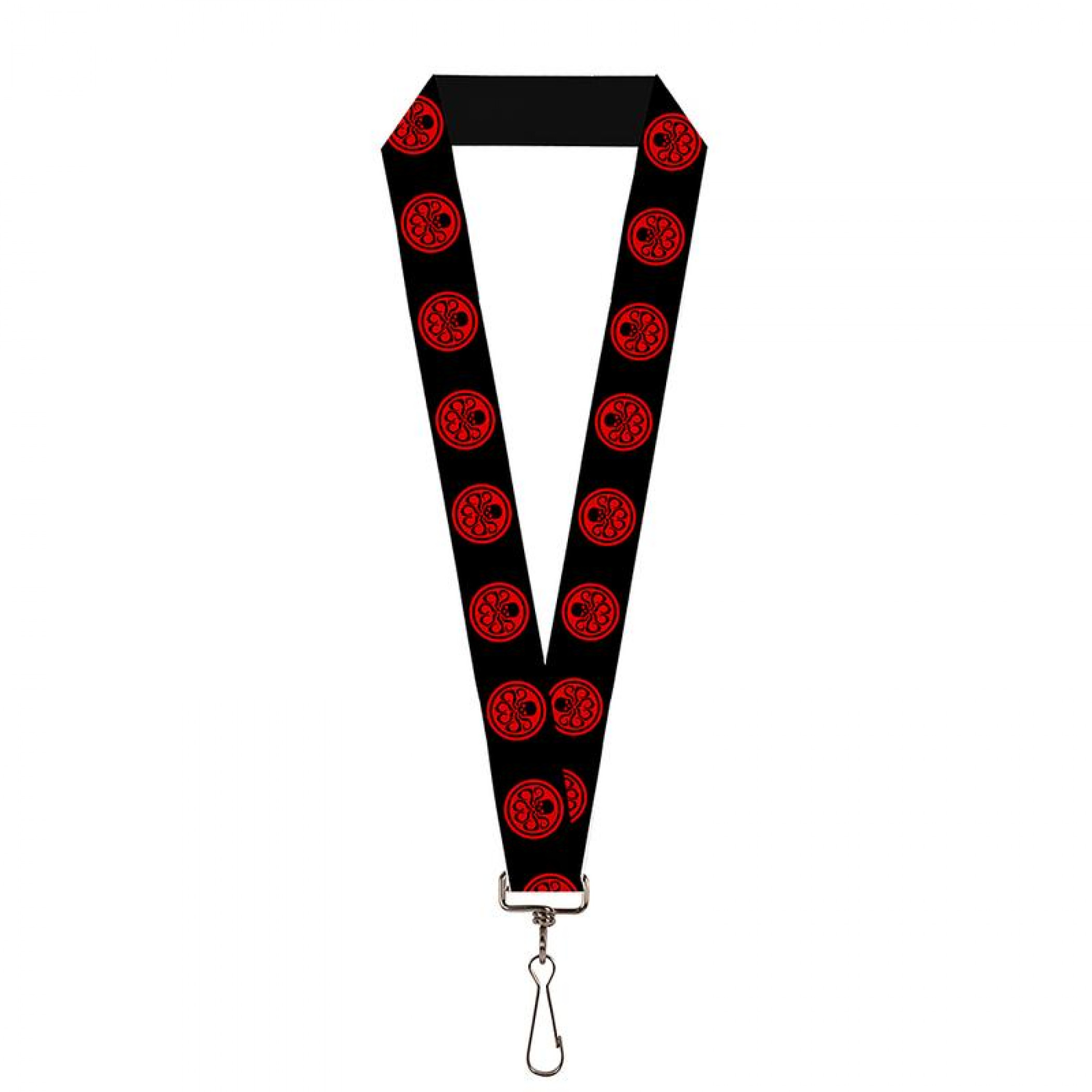 Hydra Red Repeating Symbol Lanyard, Black