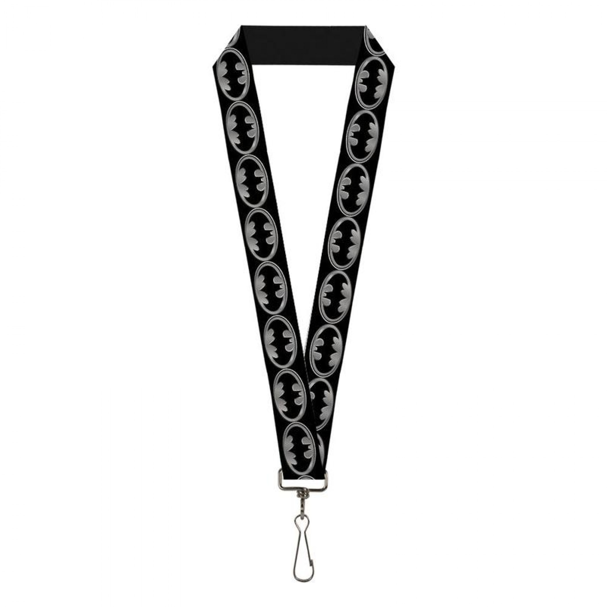 Batman Silver Shield Repeating Symbol Lanyard, Multi-Color