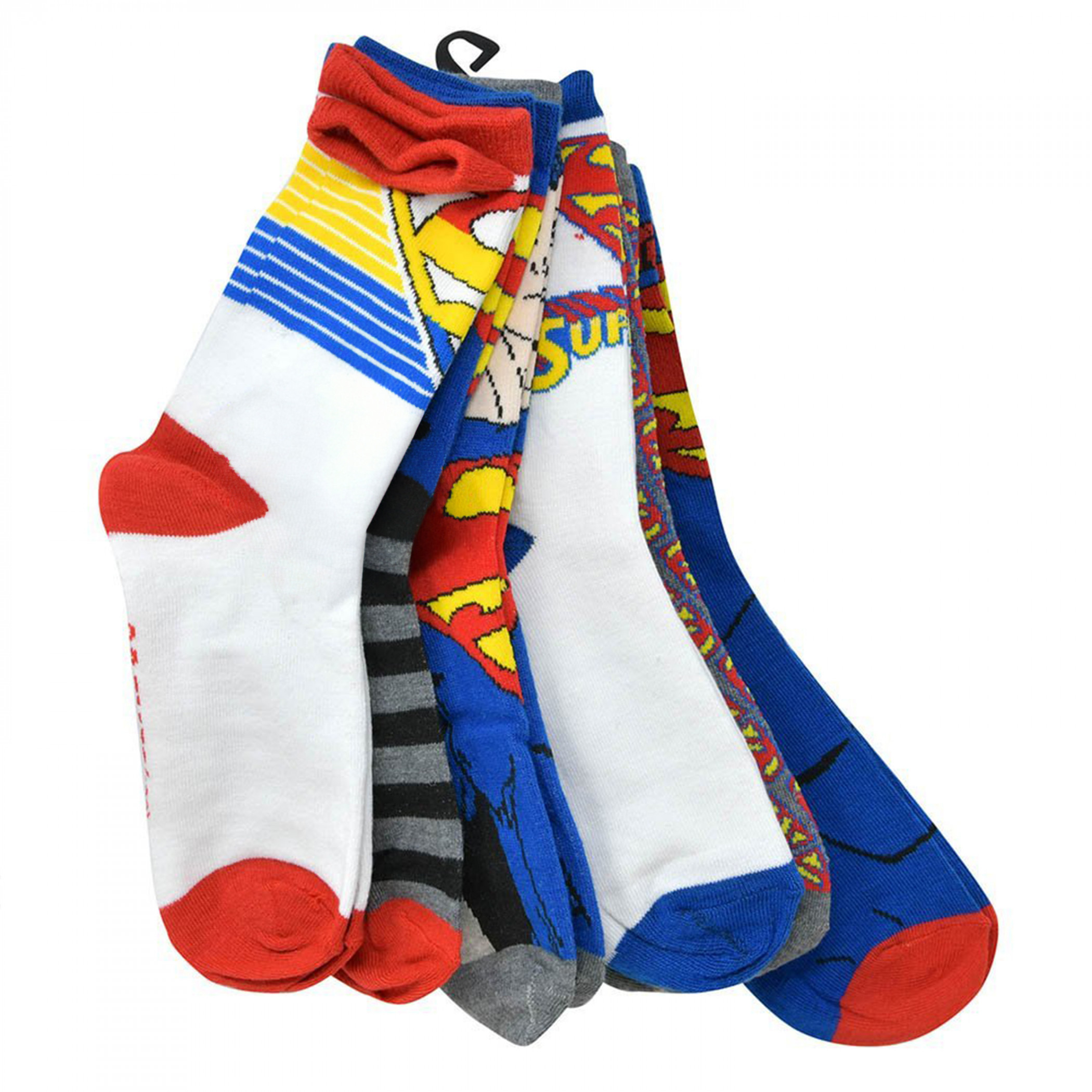 Superman Emblem Men's Crew Socks 6-Pack, Multi-Color