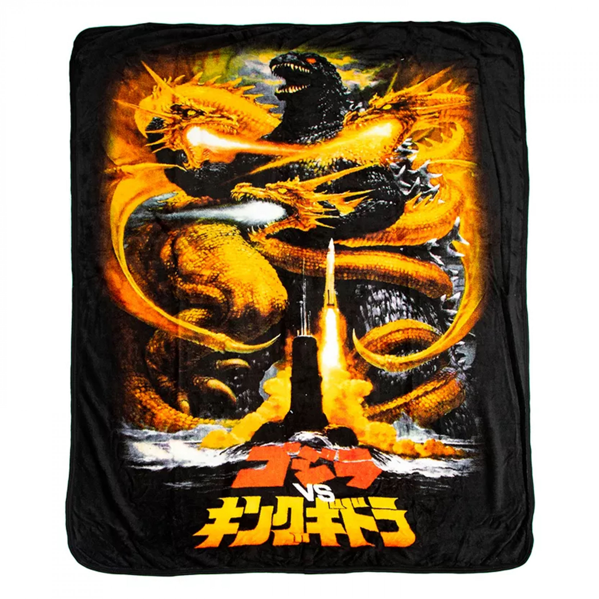 Godzilla Vs. King Ghidorah Throw Blanket, Black