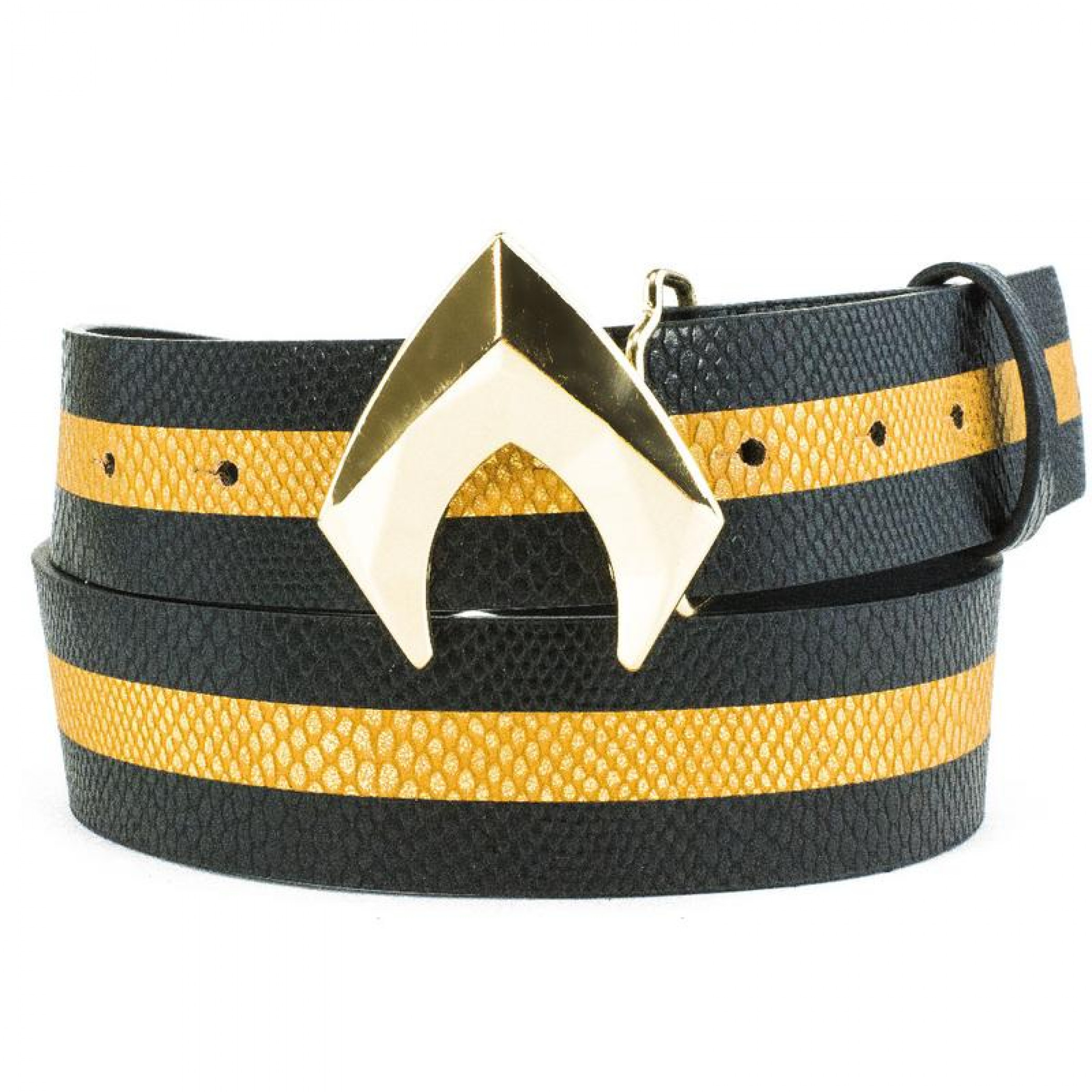 DC Comics Aquaman Gold Cast Buckle Crackle Scales Belt, Multi-Color