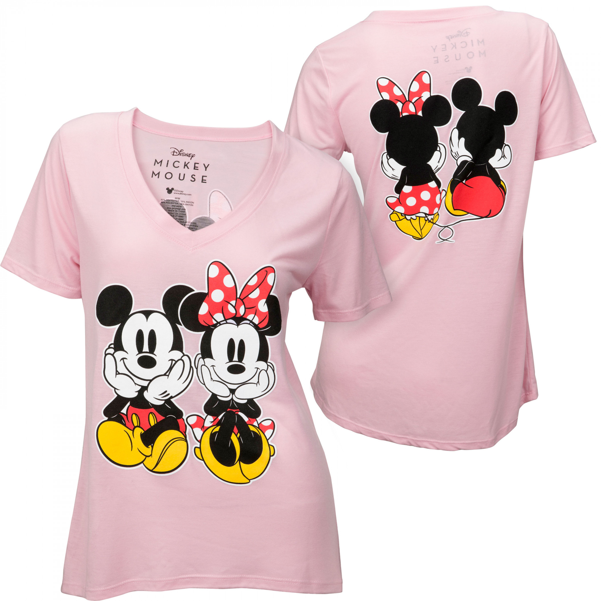 Mickey and Minnie Sitting Together Junior's Tunic T-Shirt Pink | eBay