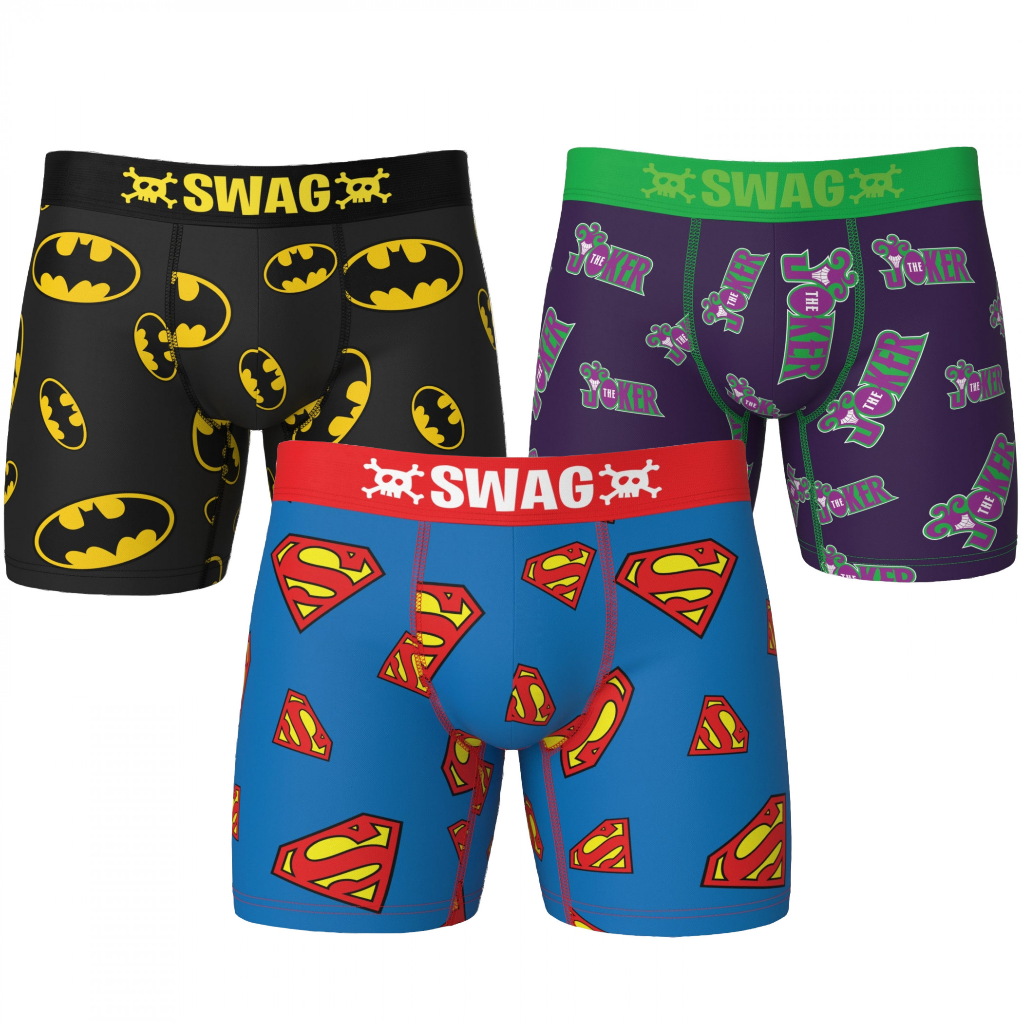 DC Justice League 3-Pair Pack of Swag Boxer Briefs, Multi-Color
