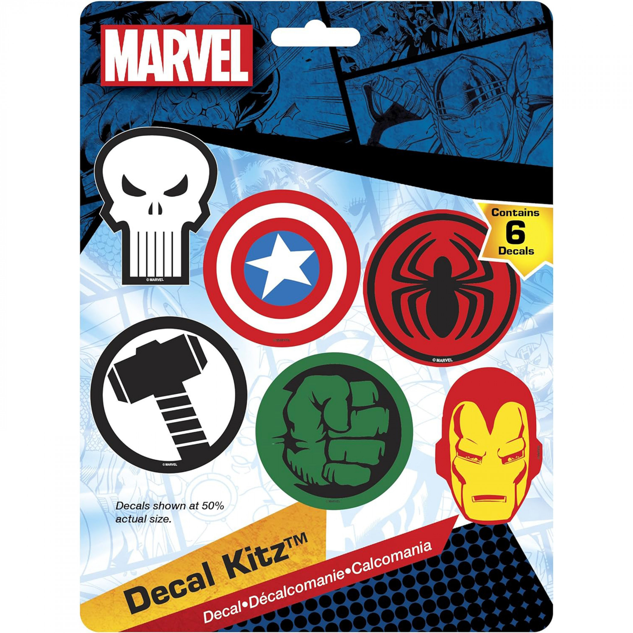 Avengers Classic Logos 6-Piece Car Decal Kit, Multi-Color