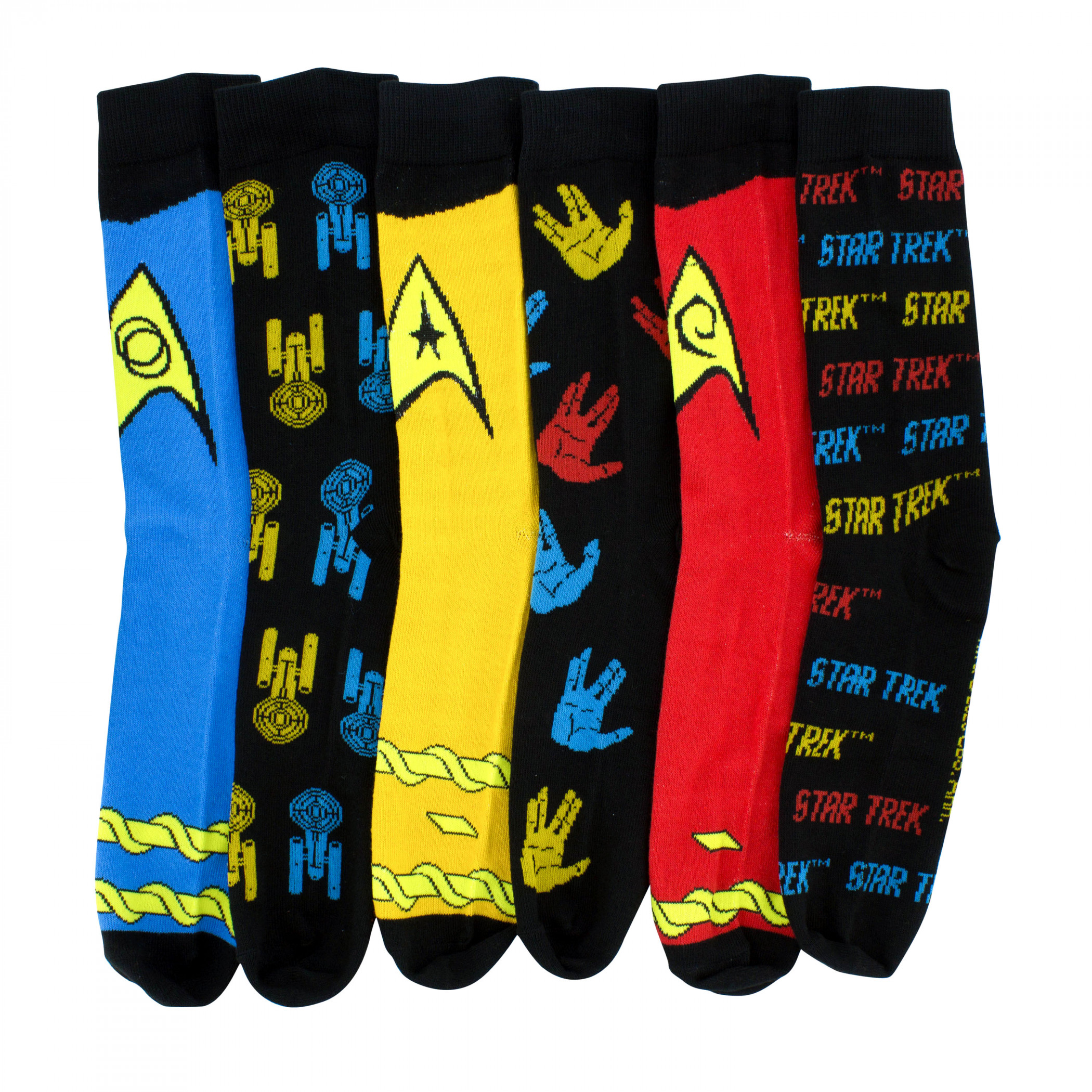 Star Trek Spock Assorted 6-Pack Crew Socks, Multi-Color