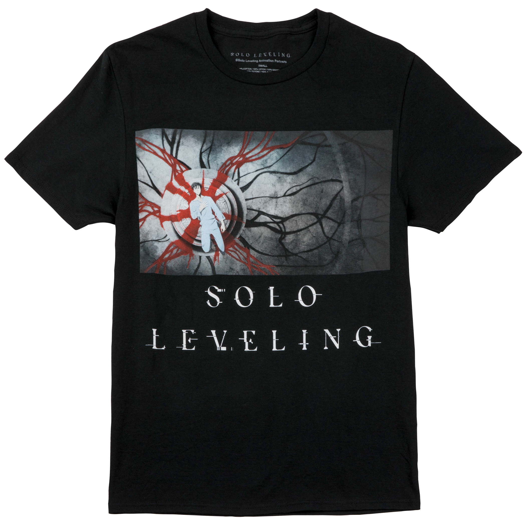 Solo Leveling Sung Front Print T-Shirt, Black