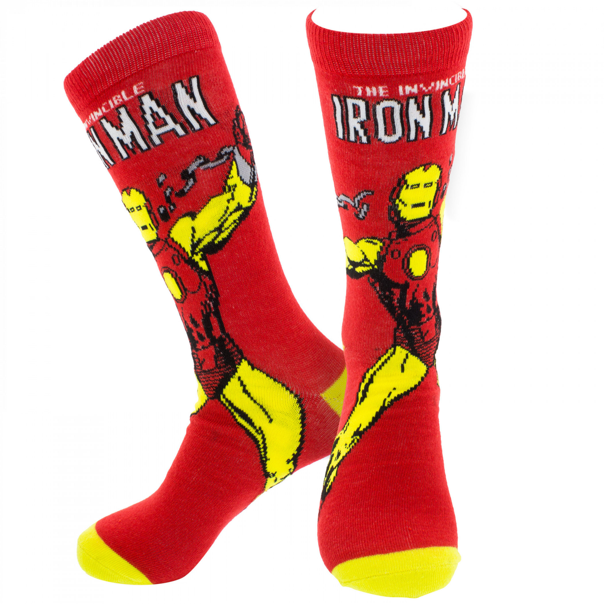 Iron Man Retro Character Cover Crew Socks, Red
