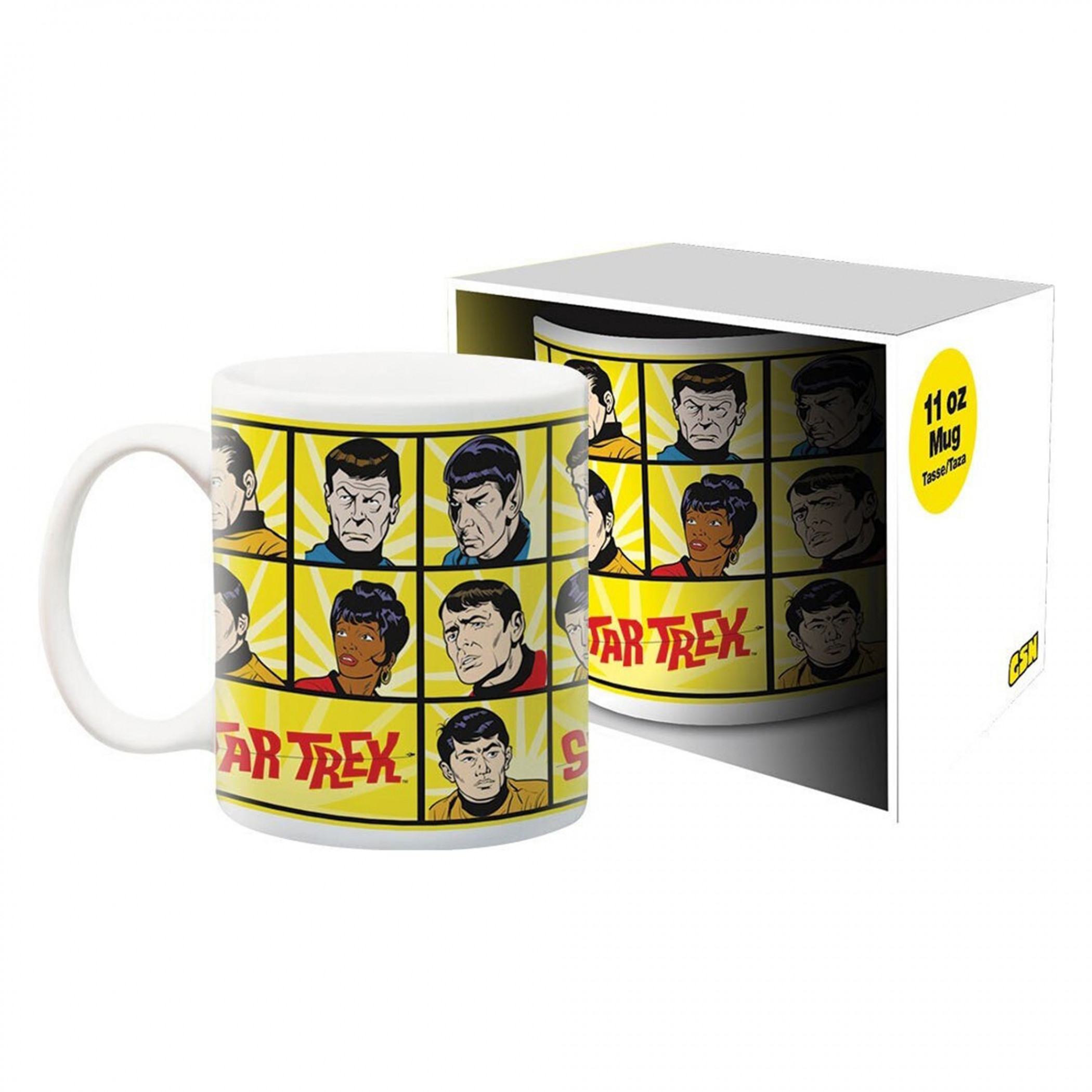 Star Trek Retro Cast 11oz Ceramic Mug, Yellow