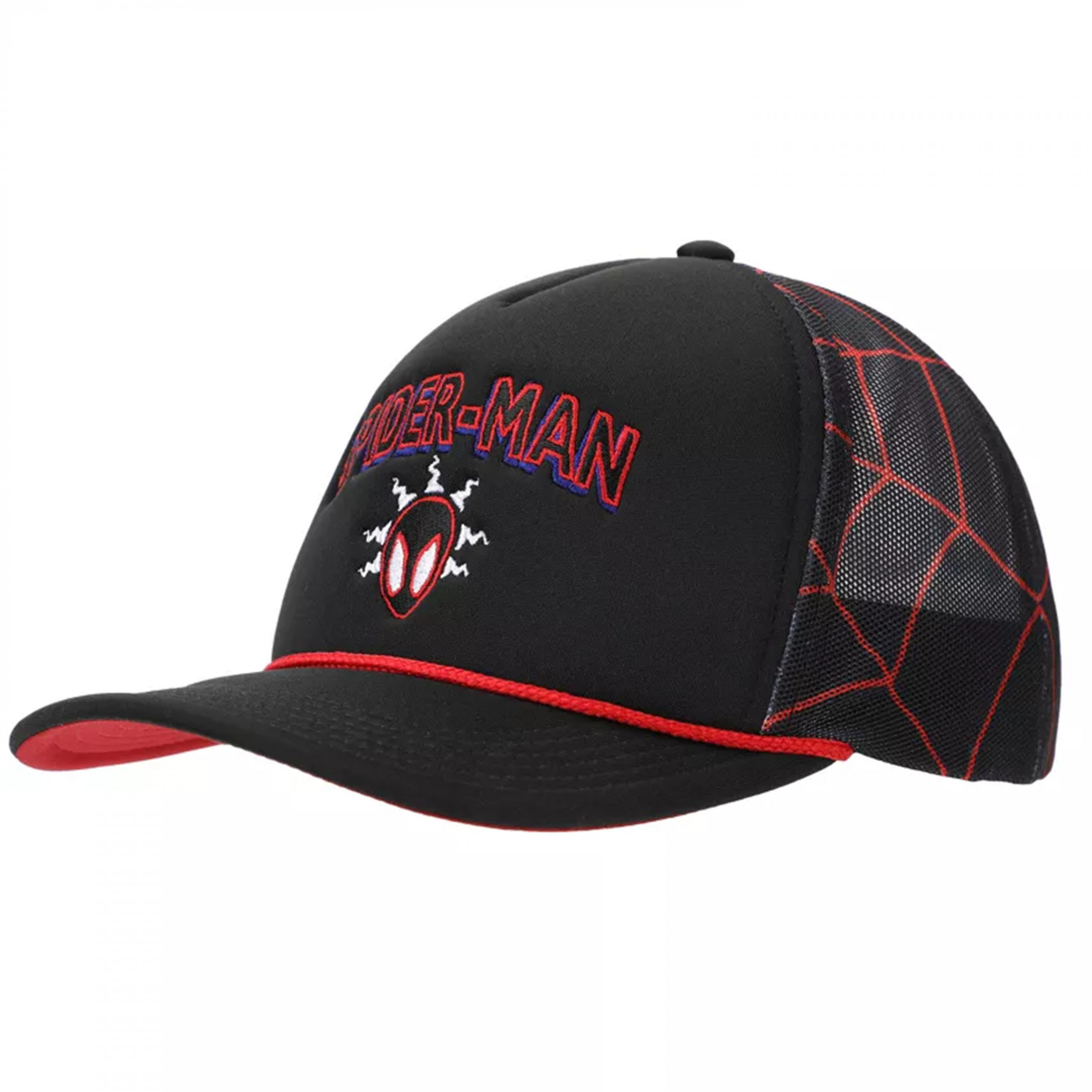 Spider-Man Miles Morales Spidey Sense Printed Mesh Trucker Hat, Black