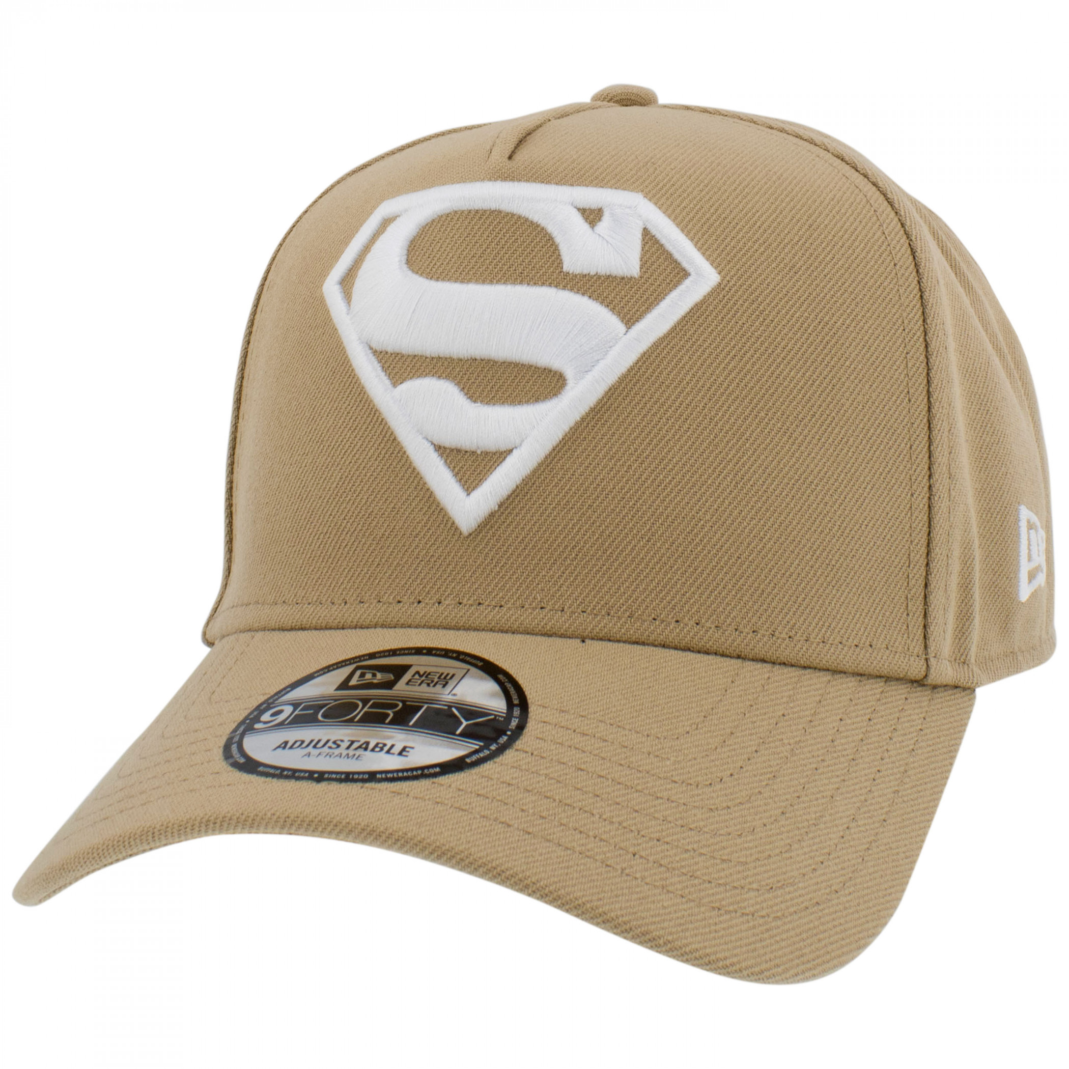 Superman Khaki New Era A-Frame 9Forty Adjustable Hat, Beige
