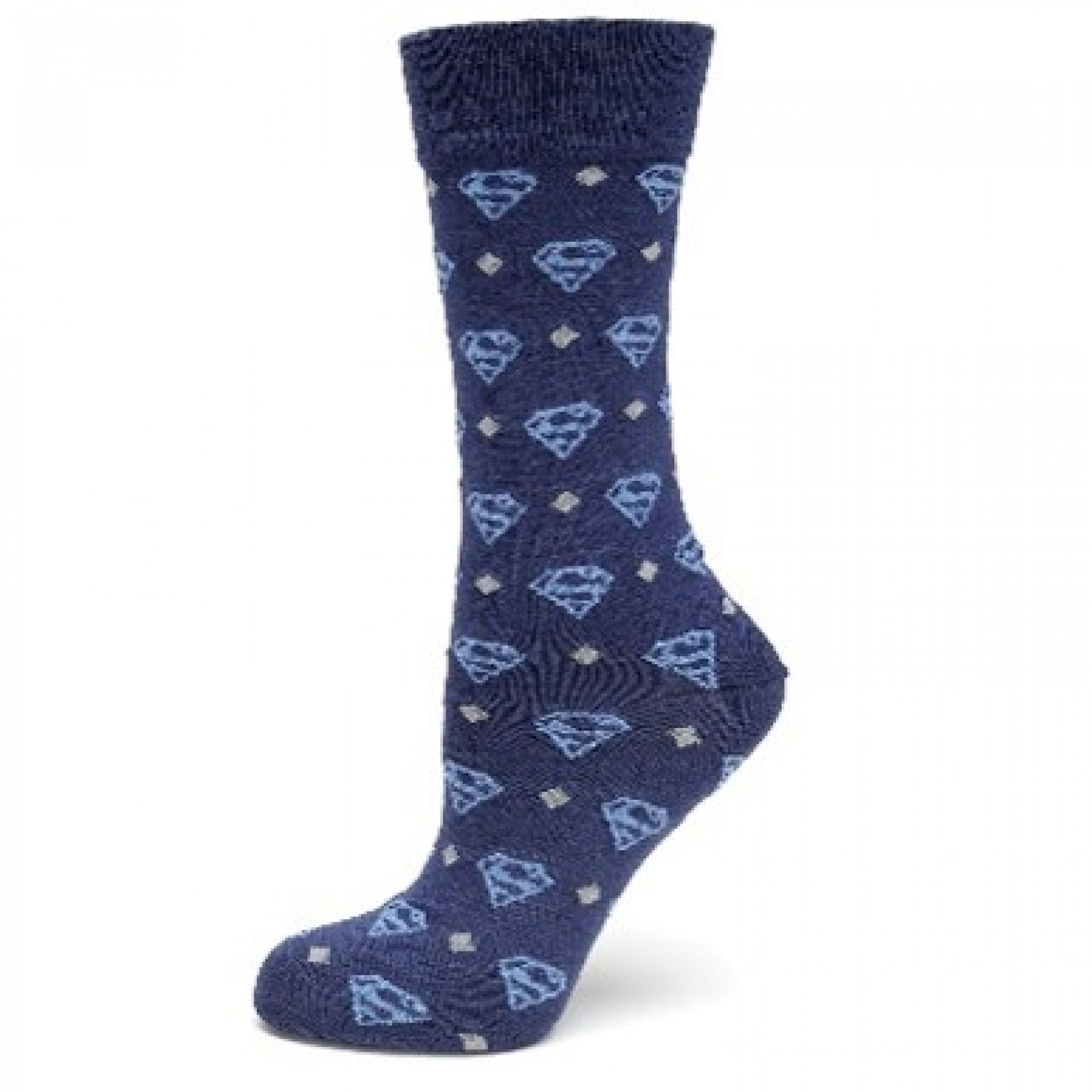Superman Logo Diamond Pattern Dress Socks, Blue