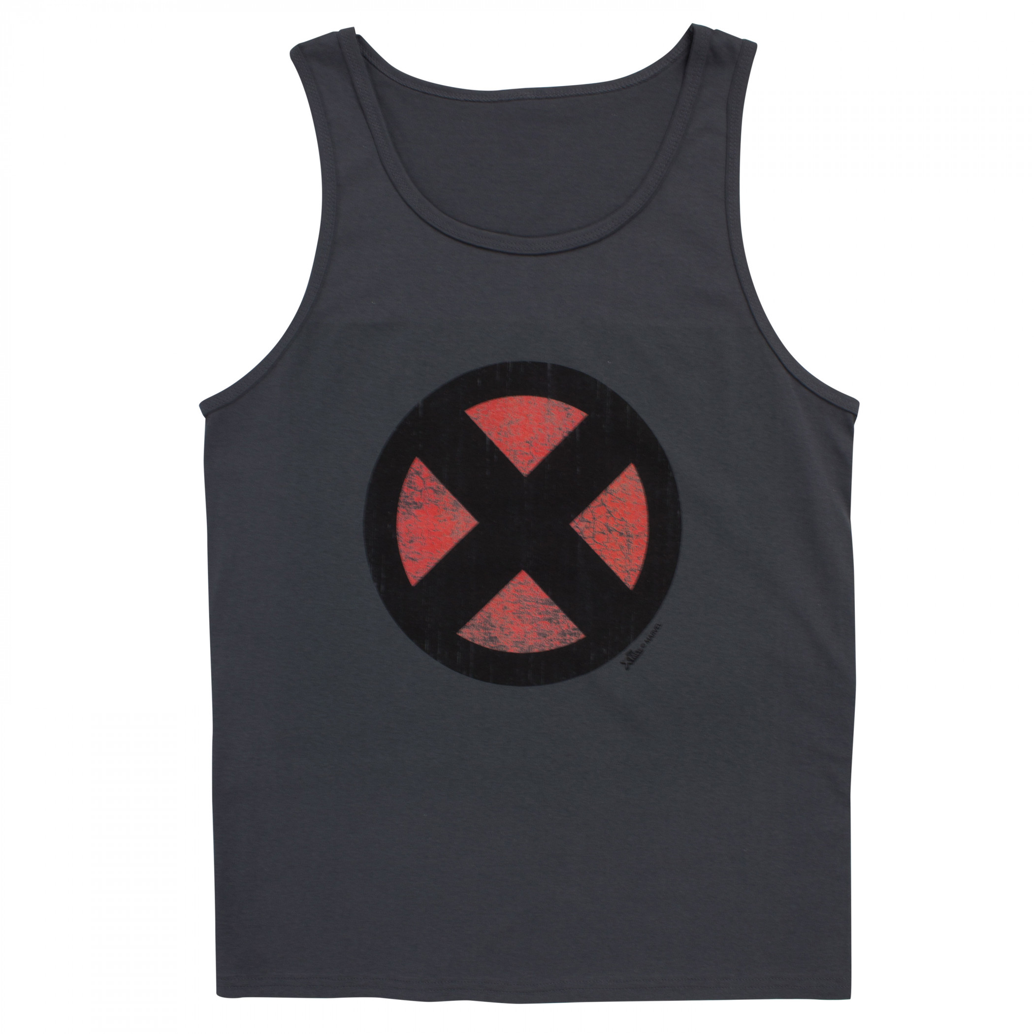 X-Men Distressed Symbol Dark Grey Tank Top, Grey