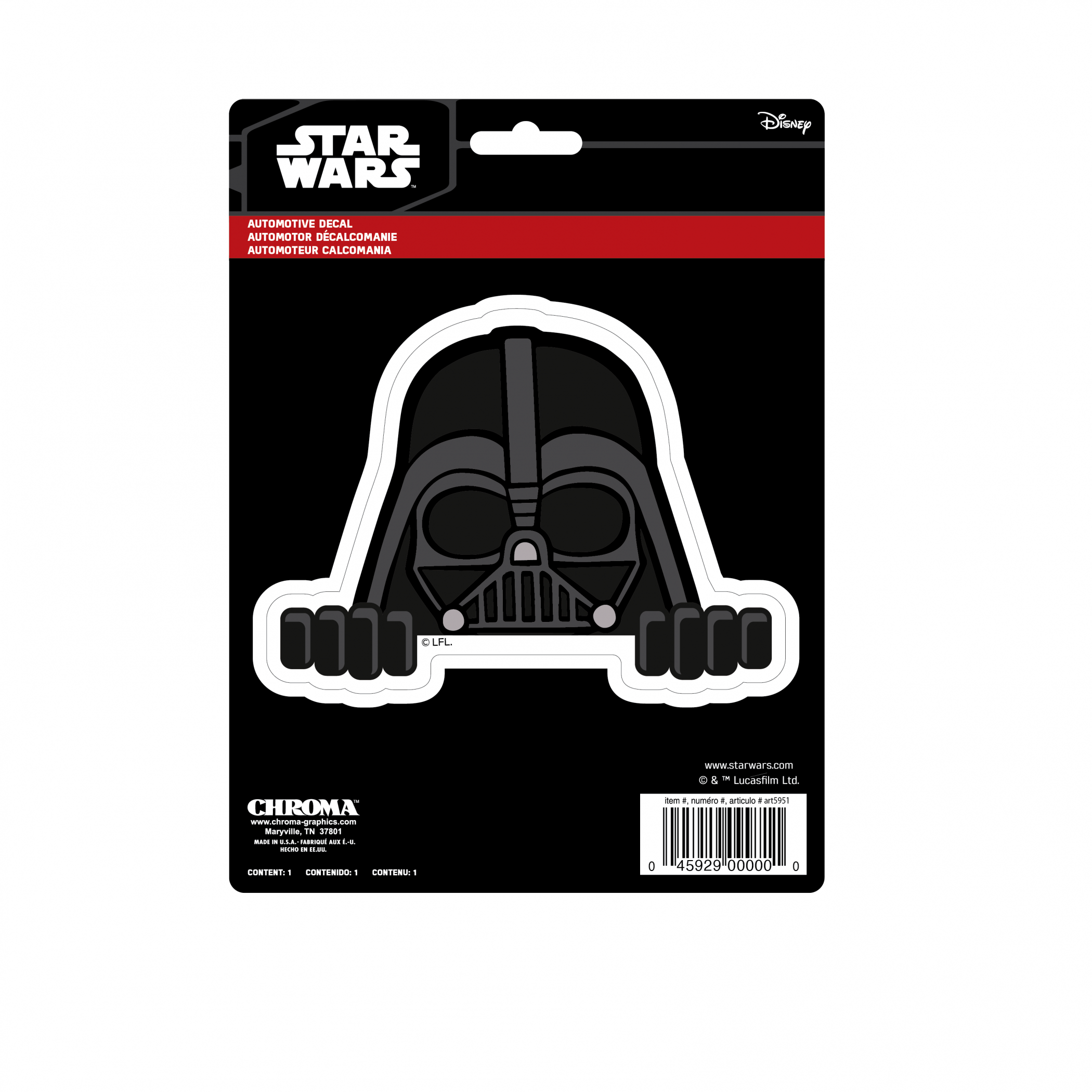 Star Wars Darth Vader Peeking 6'x8' Car Window Decal, Black