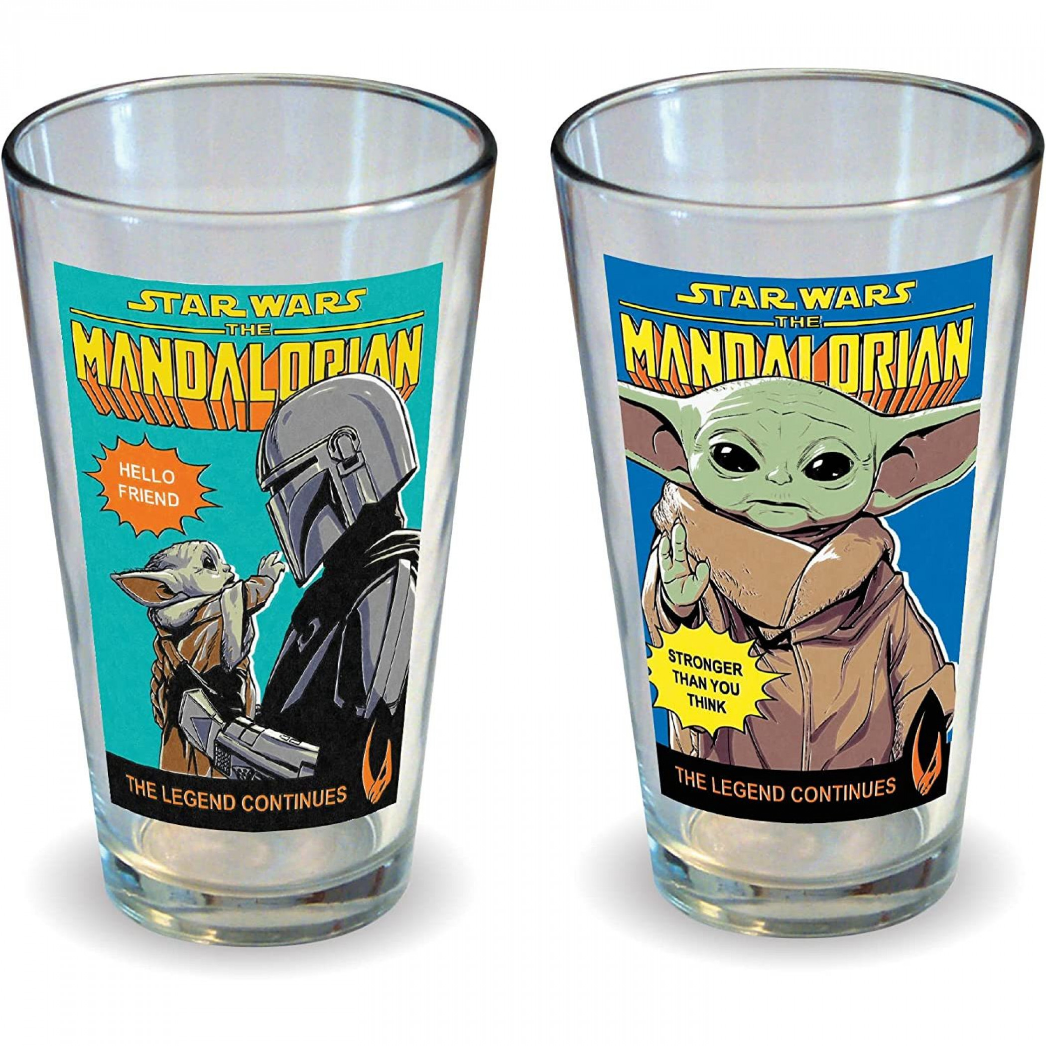 Star Wars The Mandalorian Grogu and Mando 2-Pack Pint Glass, Clear