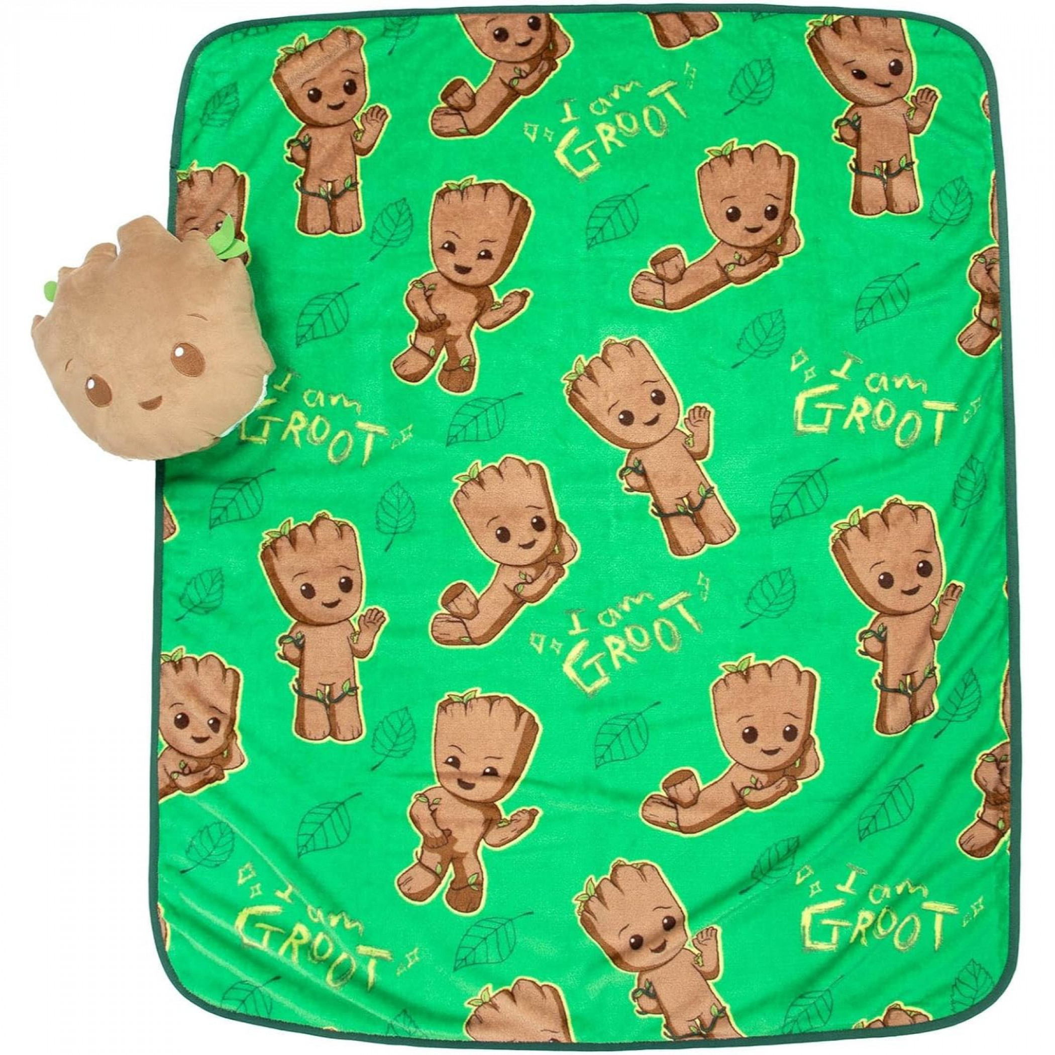 Guardians of The Galaxy Baby Groot Nogginz Pillow and Travel Throw Set, Green