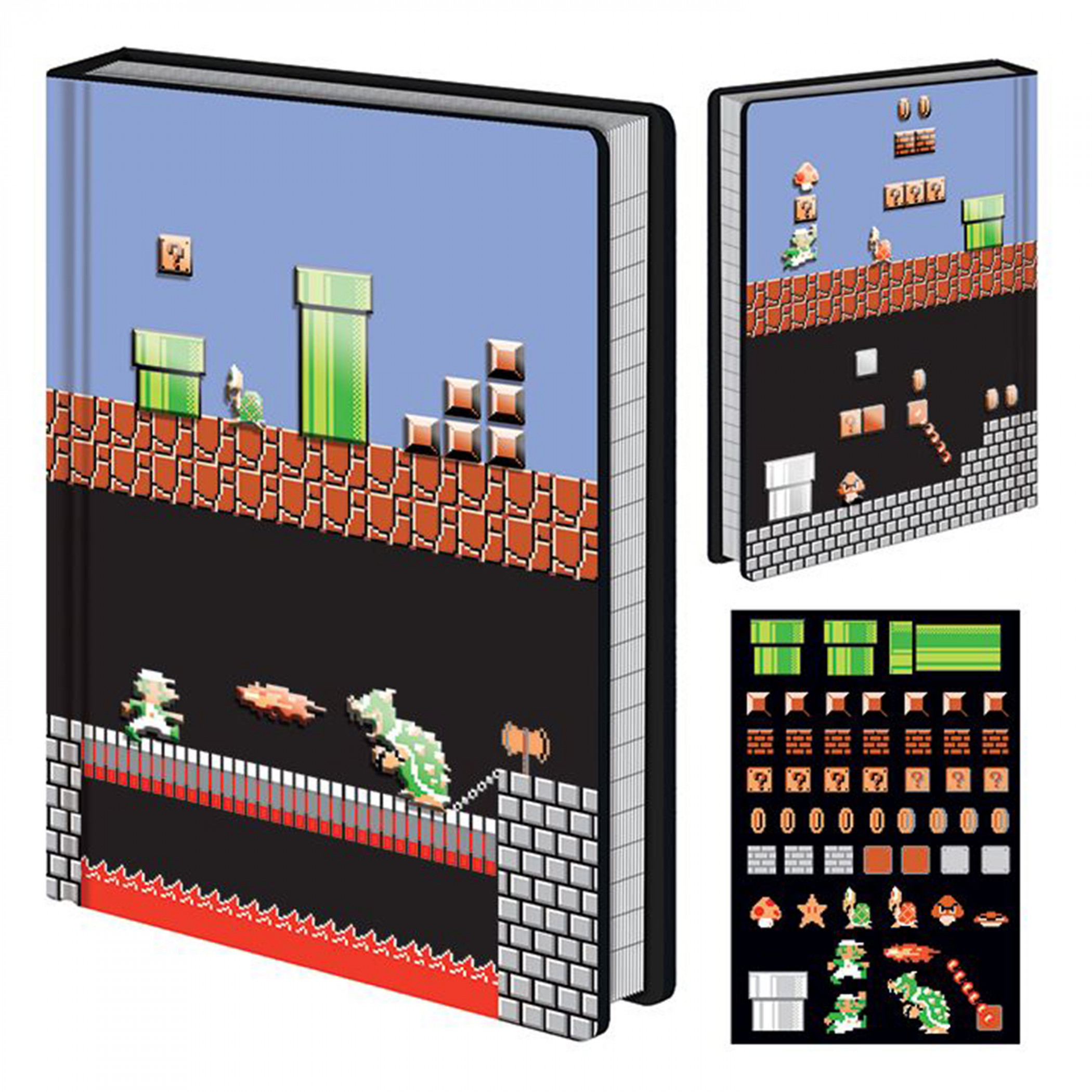 Super Mario Bros. 8-Bit Hard Cover Journal, Multi-Color