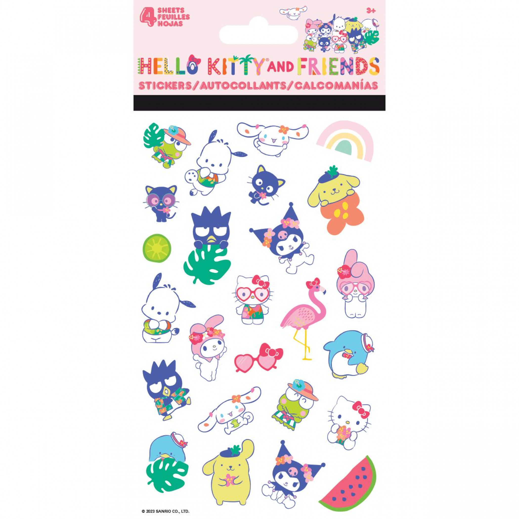 Hello Kitty and Friends Sanrio Tropical Summer Sticker Sheet, Multi-Color