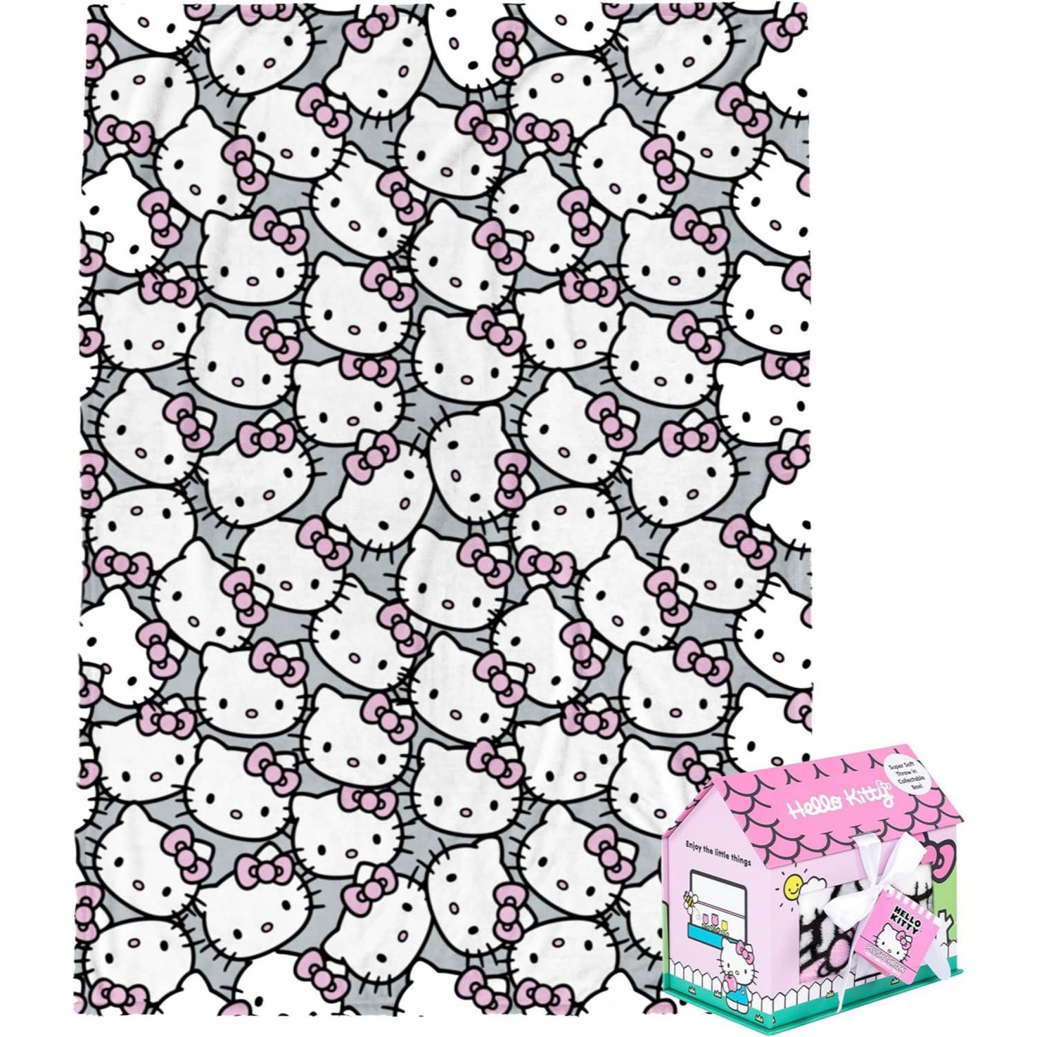 Hello Kitty Face Collage Silk Touch 46' X 60' Throw Blanket, Multi-Color